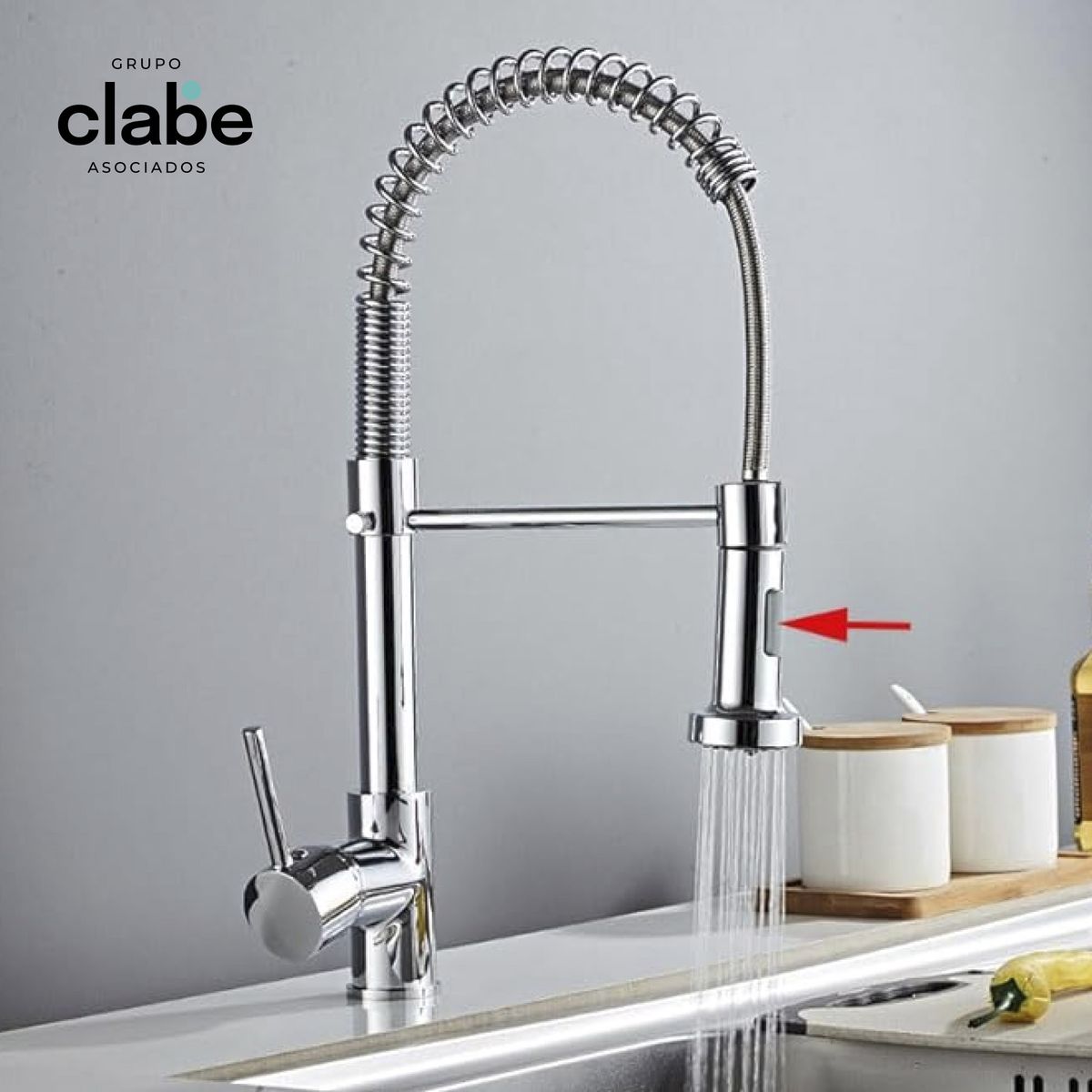 GENERICO - CAÑO GRIFO PARA COCINA MONOCOMANDO MEZCLADORA RESORTE MUEBLE CROMADO