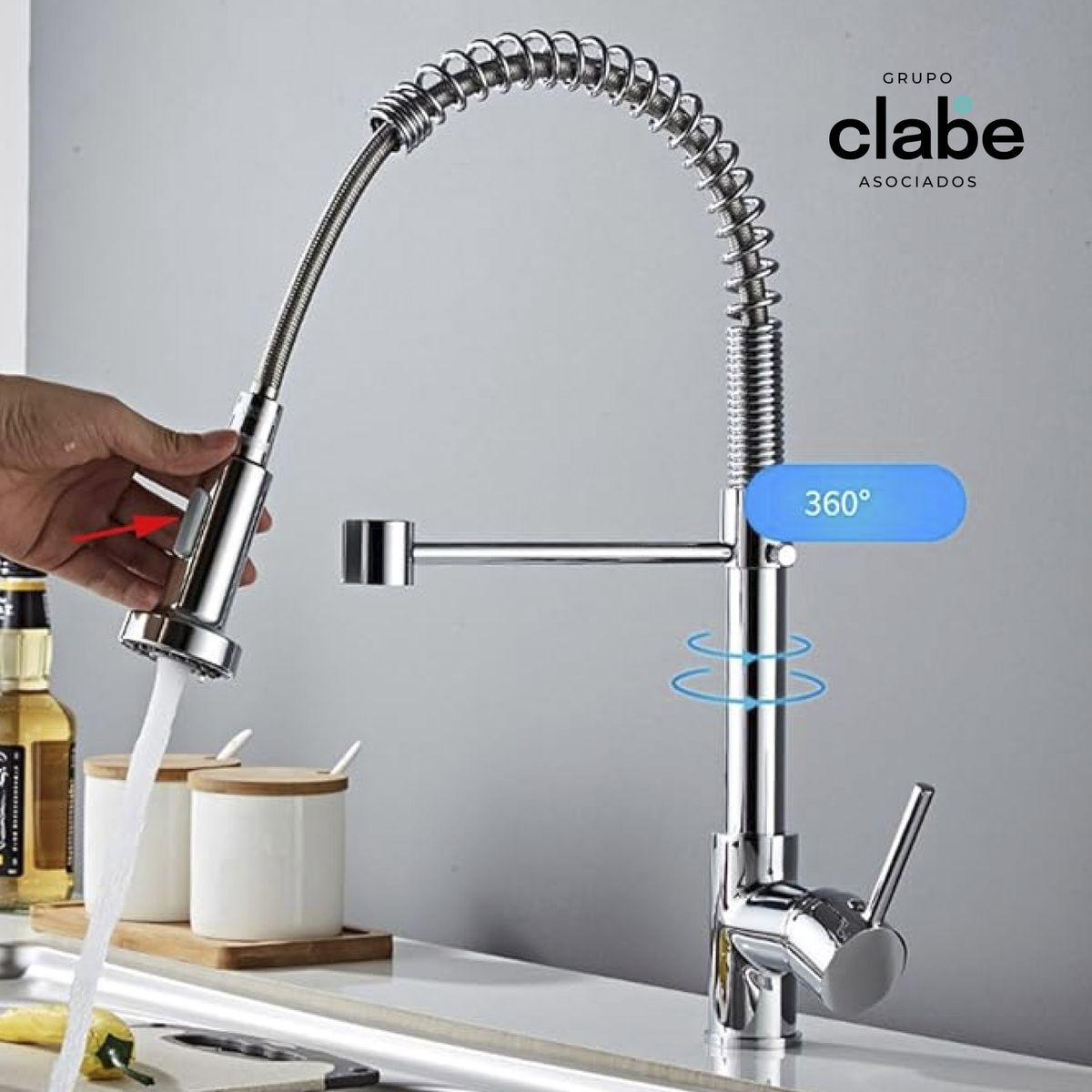 GENERICO - CAÑO GRIFO PARA COCINA MONOCOMANDO MEZCLADORA RESORTE MUEBLE CROMADO