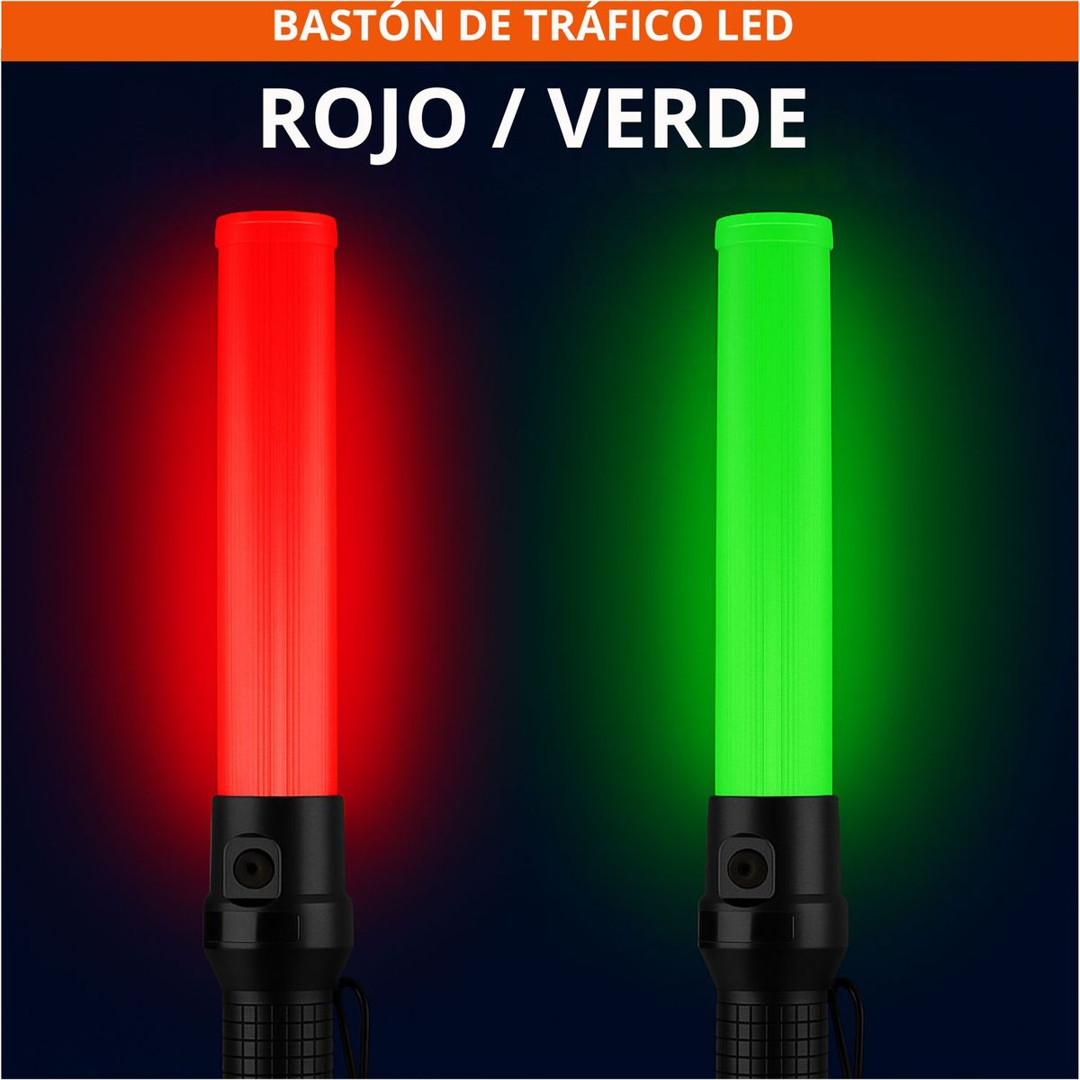 GENERICO - Bastón Luminoso Recargable LED Roja y Verde de 4 Modos para Tráfico y Seguridad