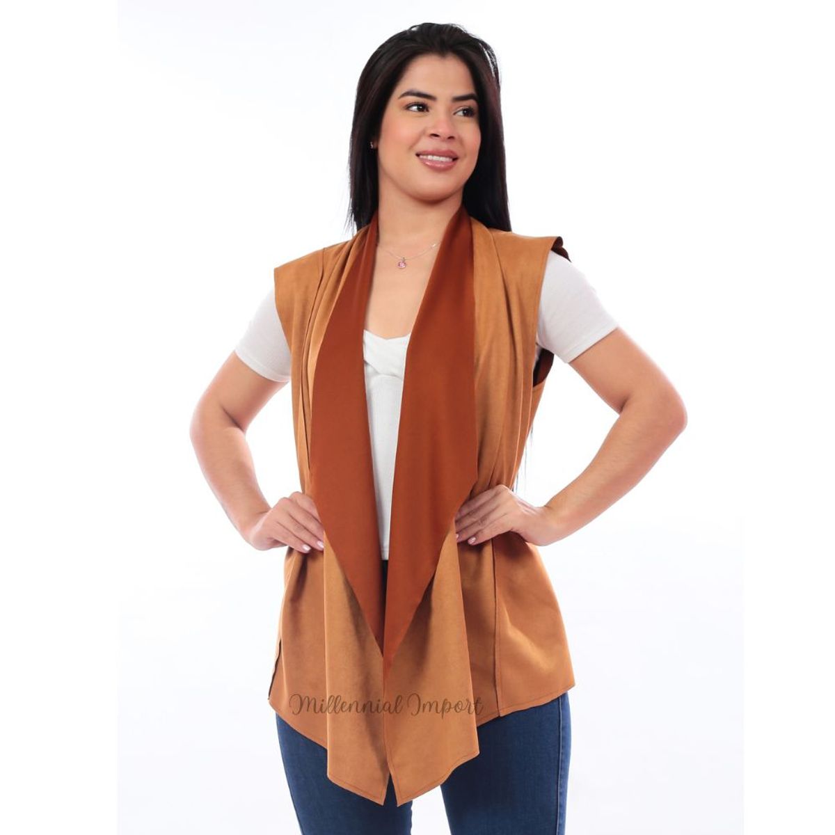 GENERICO - Chaleco para Mujer Capa Larga Textura Suave