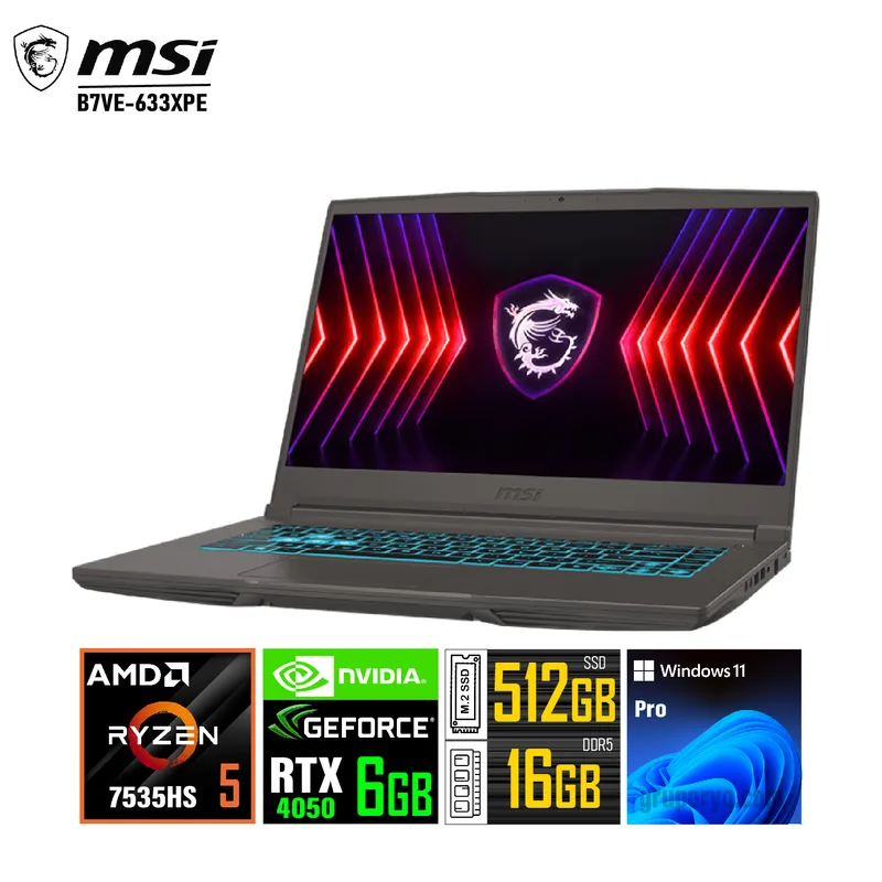 MSI - Laptop MSI Thin A15 con R5 y RTX 4050 16GB DDR5 y 512GB SSD ultrarrápido Pantalla 156 FHD