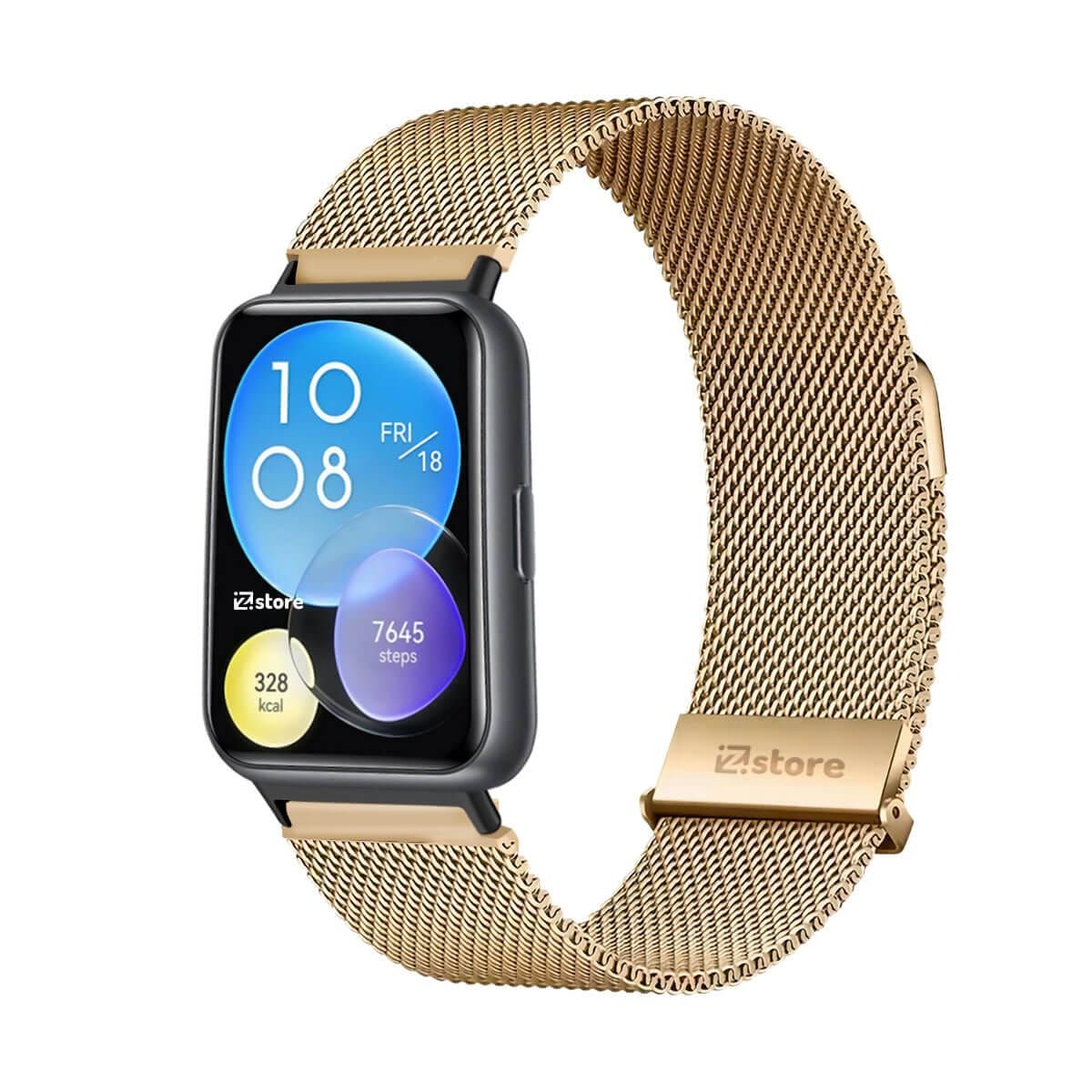 GENERICO - Correa de Metal Para Huawei Watch Fit 2 Tipo Malla Magnética Gold
