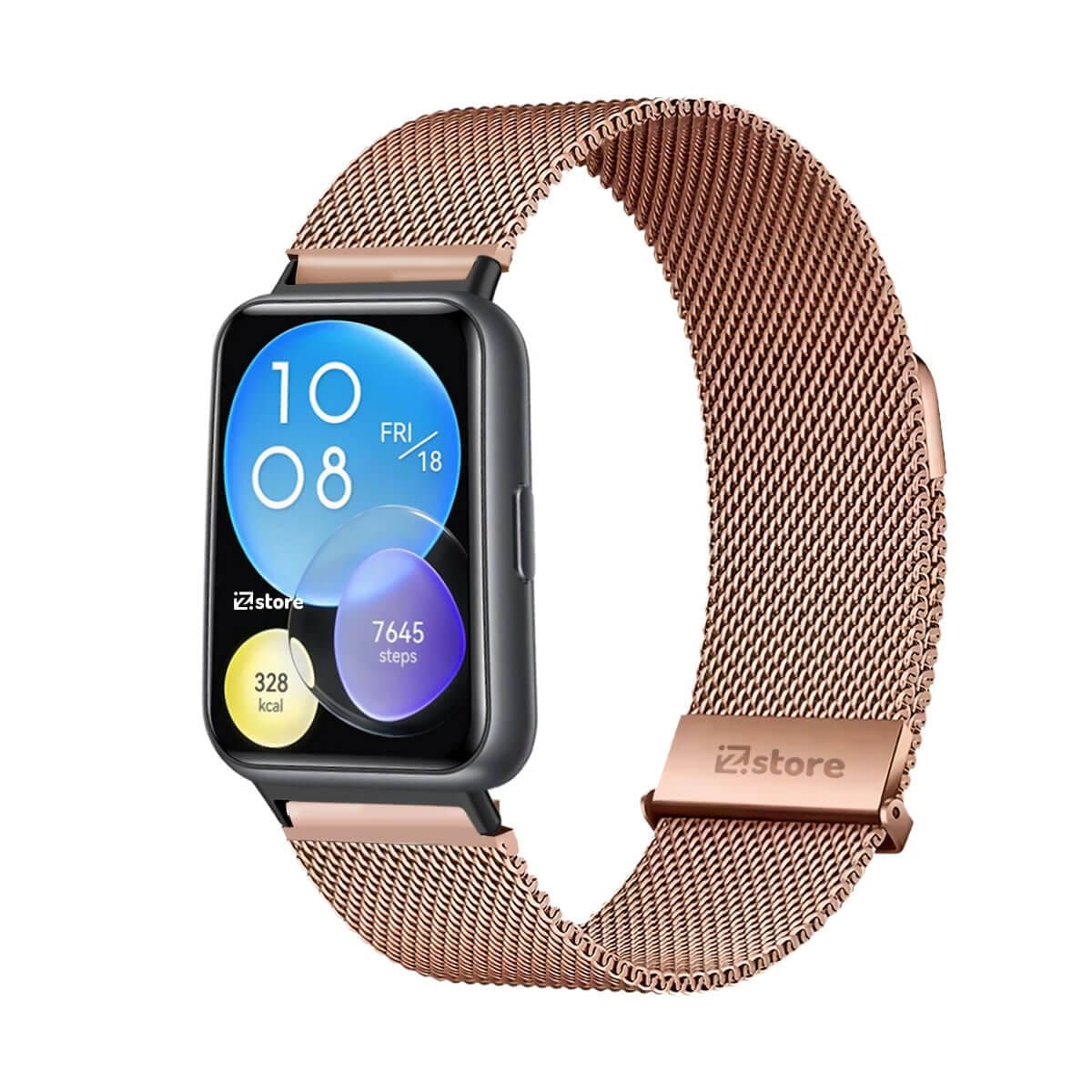 GENERICO - Correa de Metal Para Huawei Watch Fit 2 Tipo Malla Magnética Gold Rose