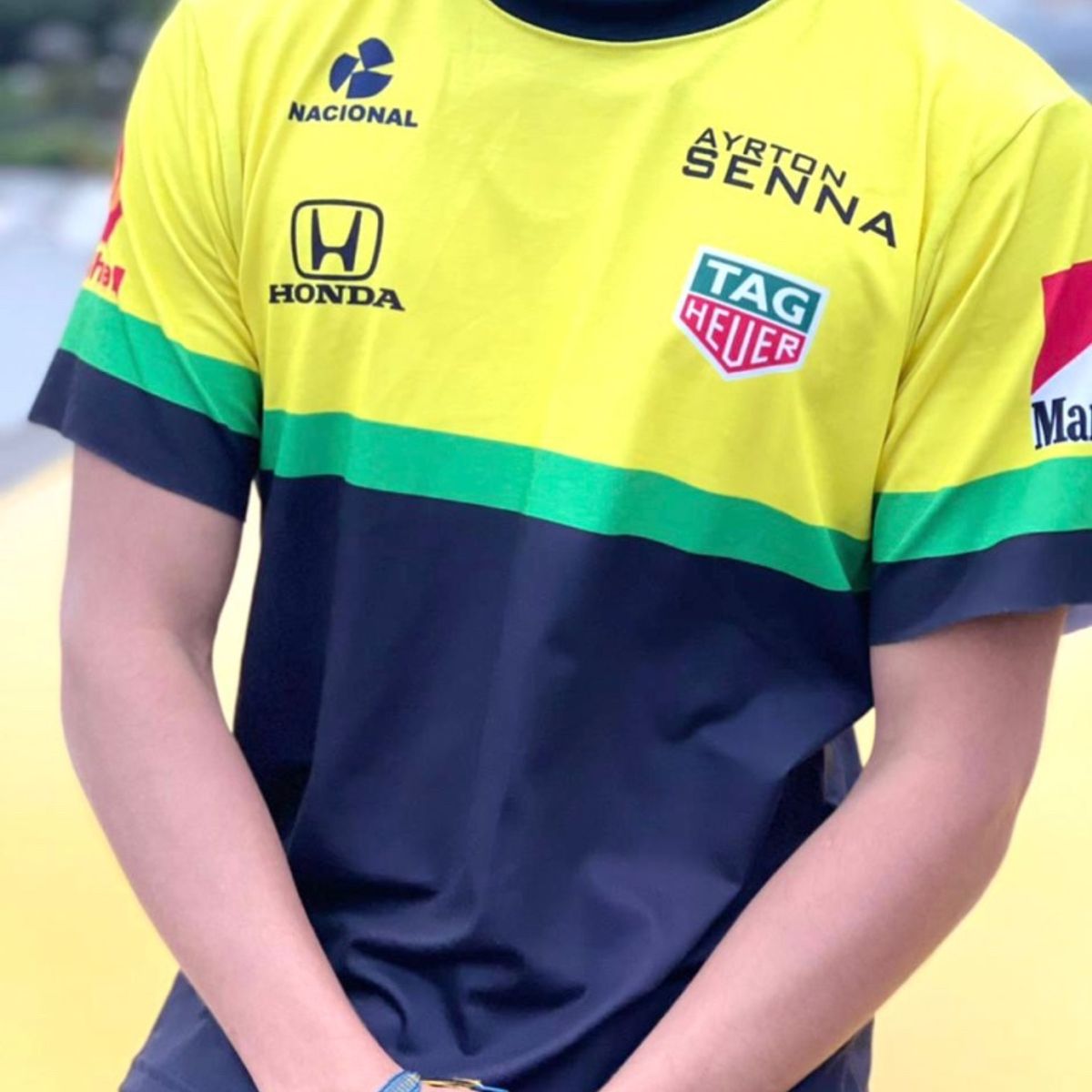 GENERICO - Polo Ayrton Senna Camiseta Corredor Piloto Formula 1 Amarillo