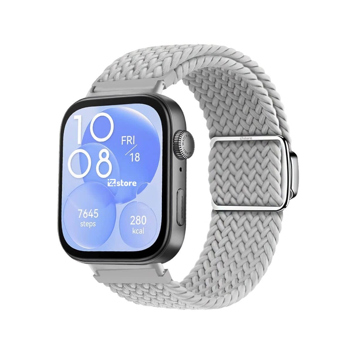 GENERICO - Correa de Nylon para Huawei Watch Fit 3 Broche Magnético Gris Silver