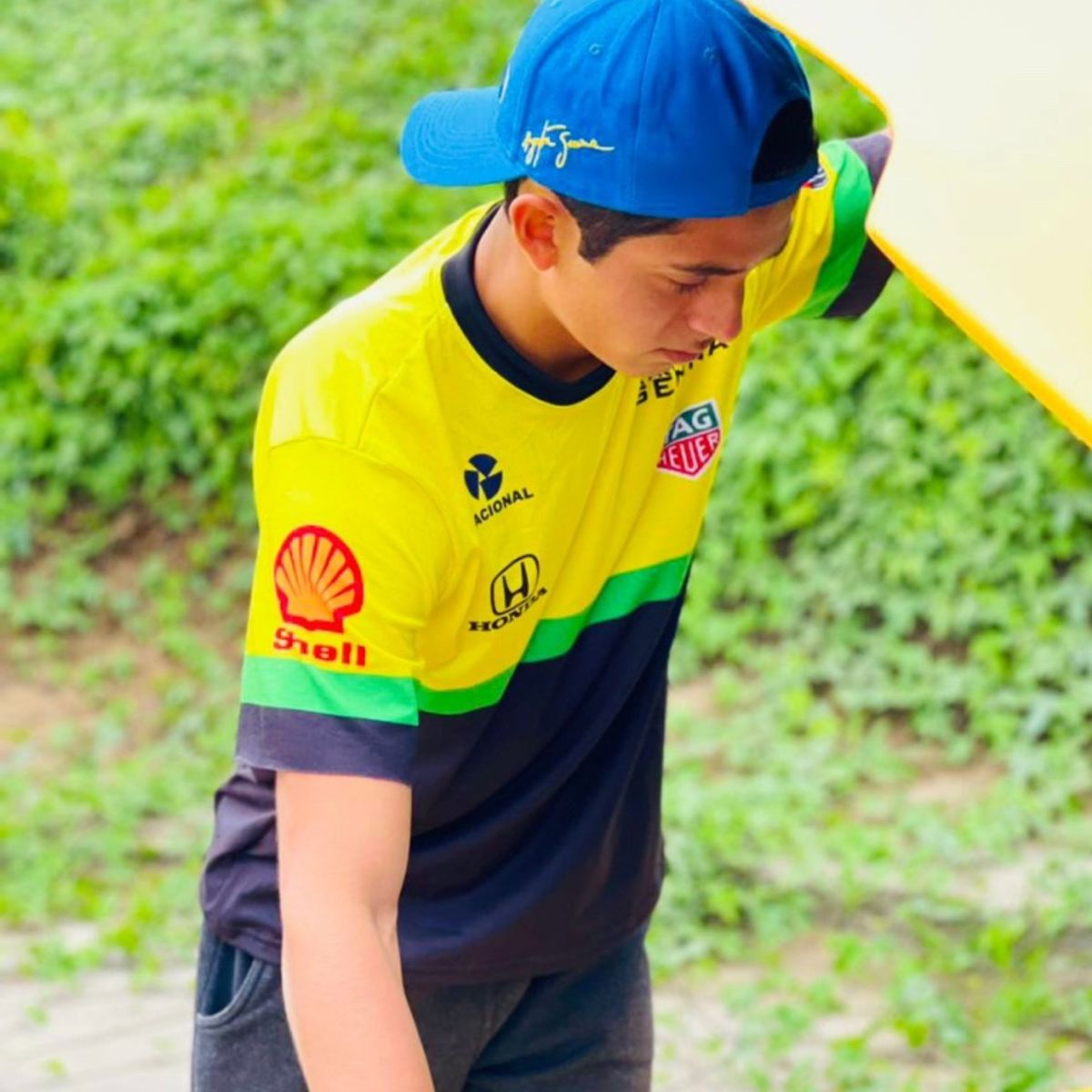 GENERICO - Polo Ayrton Senna Camiseta Corredor Piloto Formula 1 Amarillo