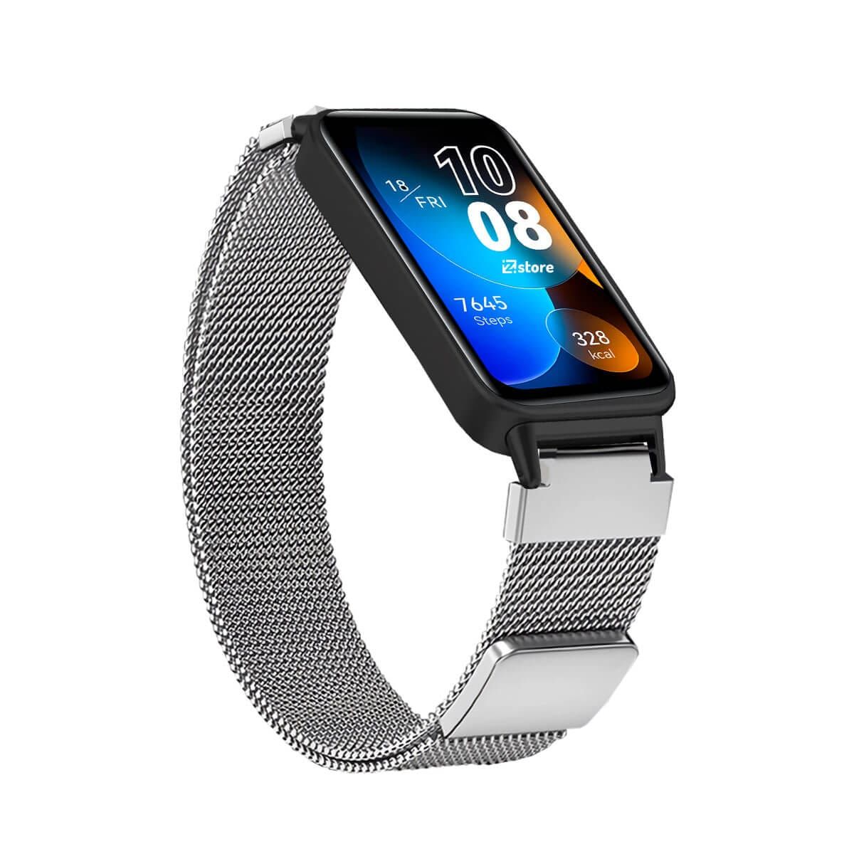 GENERICO - Correa de Metal Para Huawei Band 8 Broche Magnético Silver