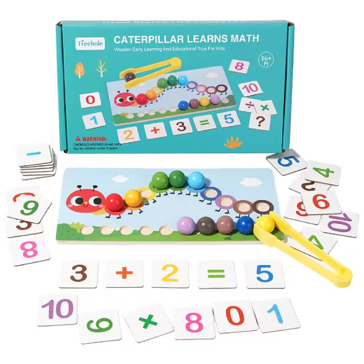 GENERICO - Juguete Didáctico Montessori Oruga Matemática con Cuentas y Cartillas