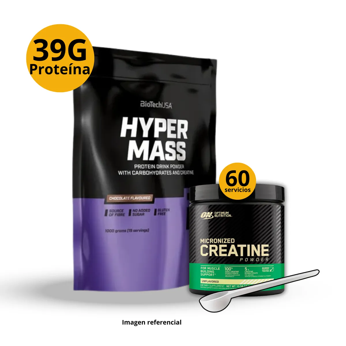 Universe Nutrition - Ganador de masa Hyper mass 1kg Chocolate + Creatina Optimum Nutrition de 300gr
