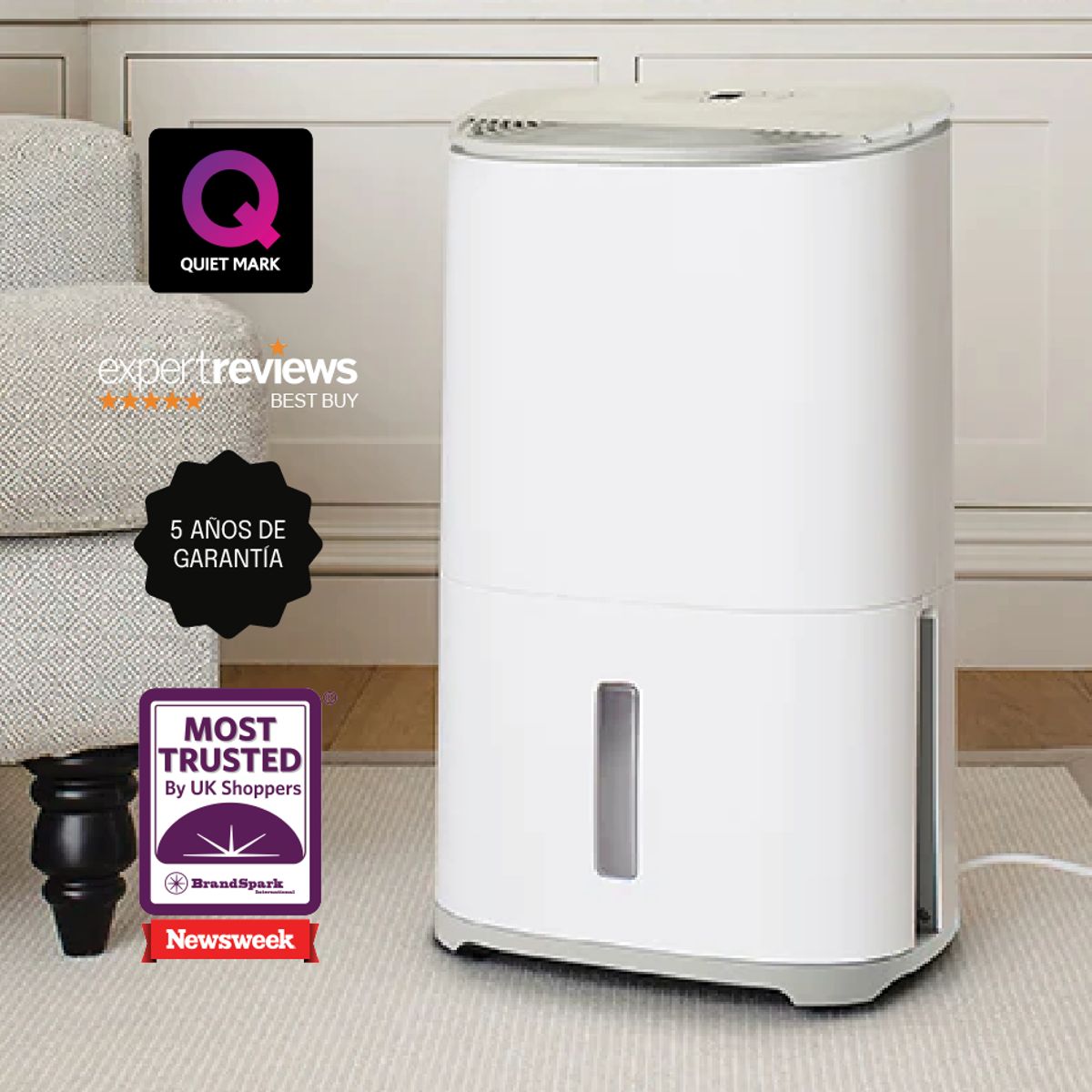 MEACO - Deshumedecedor y Purificador de aire MeacoDry Arete® One 20L WARM PEBBLE