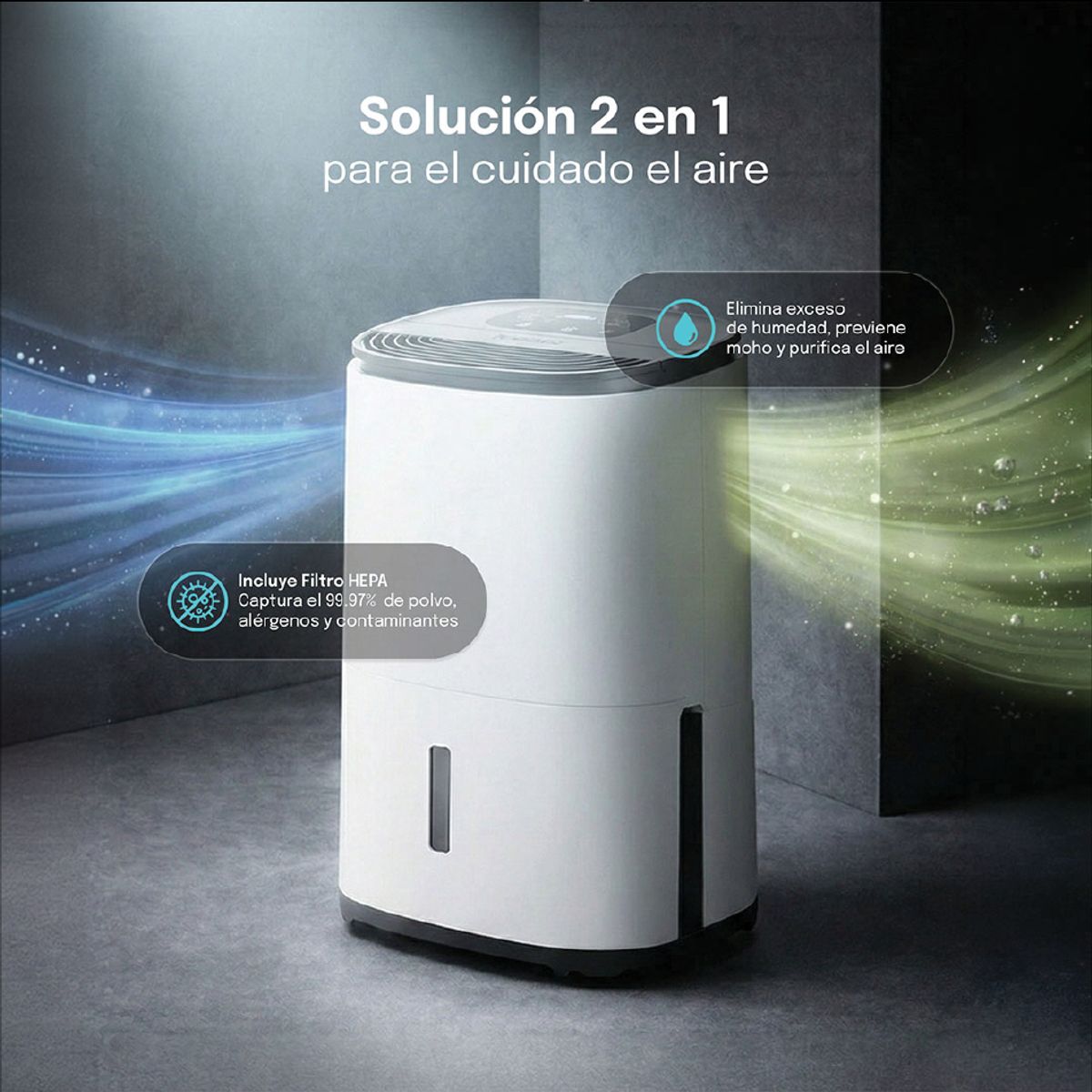 MEACO - Deshumedecedor y Purificador de aire MeacoDry Arete® One 20L WARM PEBBLE