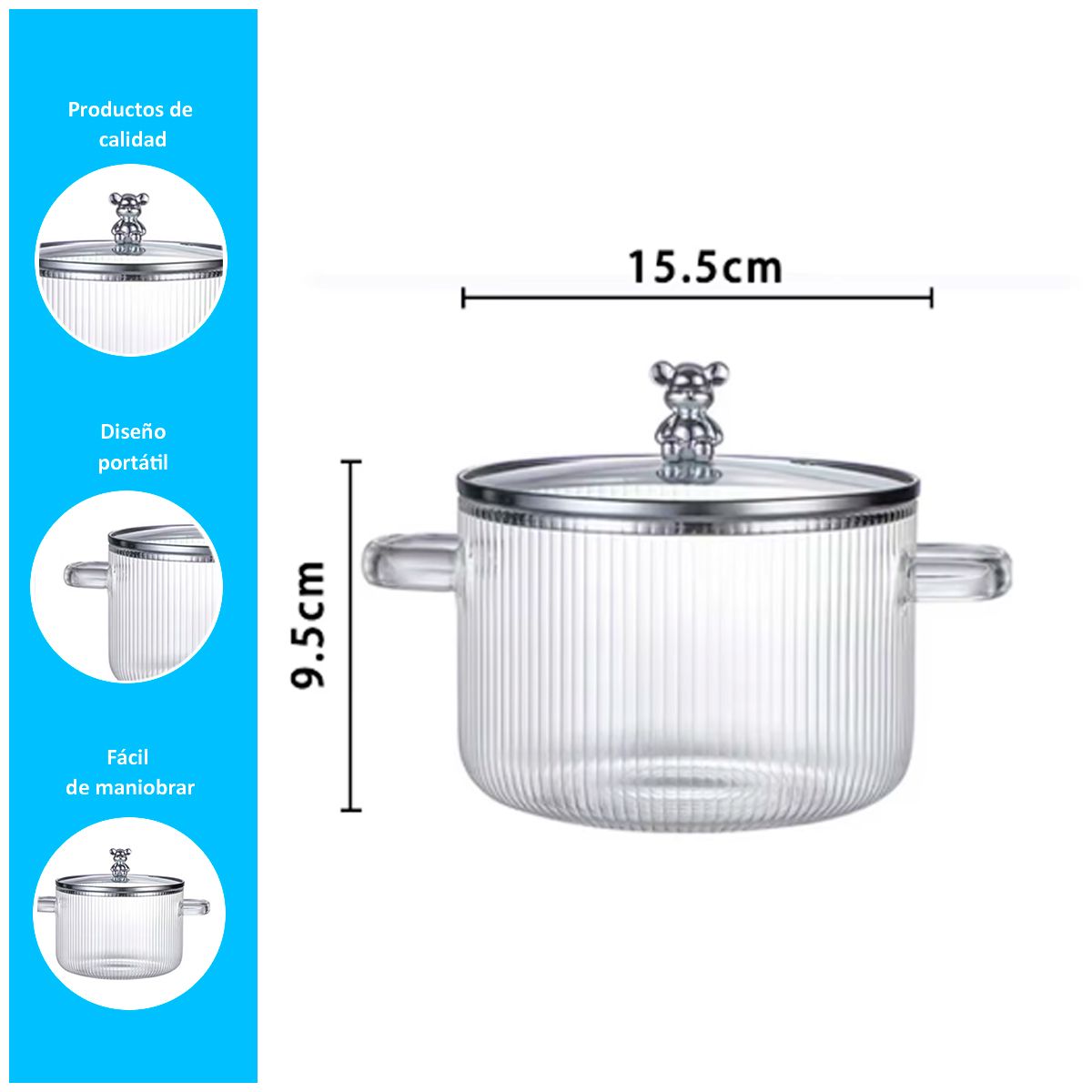 GENERICO - Olla de Vidrio Oso Diseño Minimalista