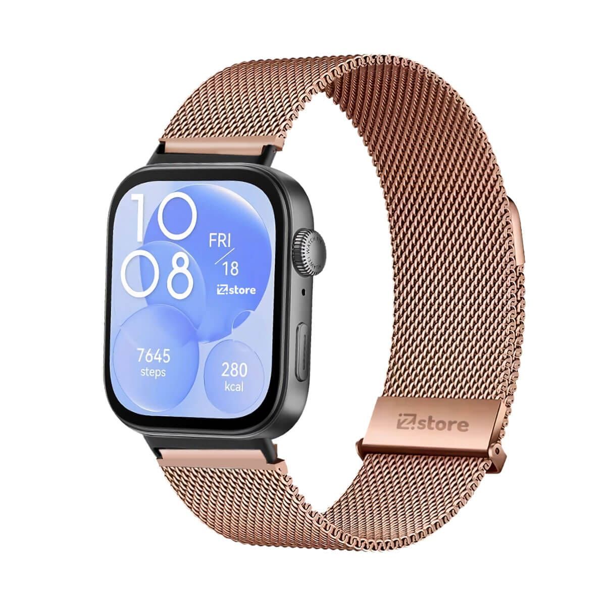 GENERICO - Correa de Metal Para Huawei Watch Fit 3 Gold Rose Black