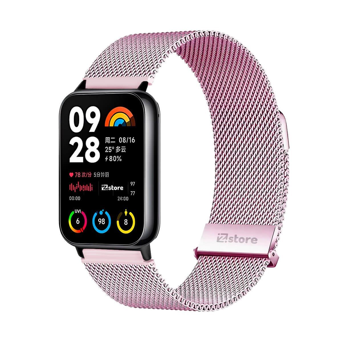 GENERICO - Correa de Metal Para Xiaomi Smartband 8 Pro Tipo Malla Magnética Pink Black