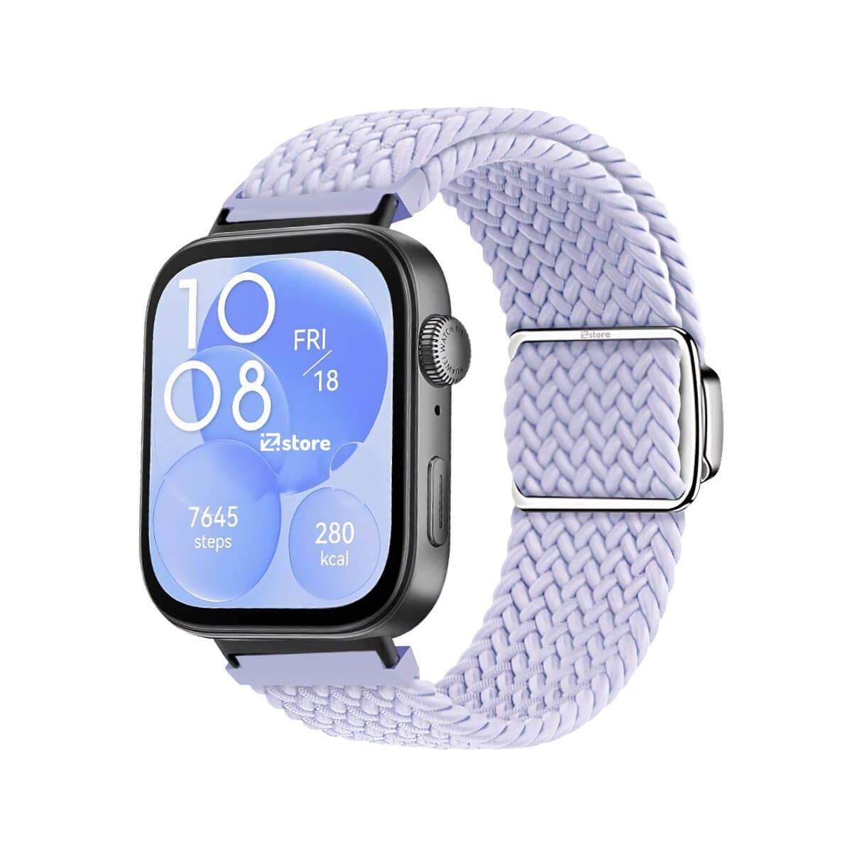 GENERICO - Correa de Nylon para Huawei Watch Fit 3 Broche Magnético Lila Black