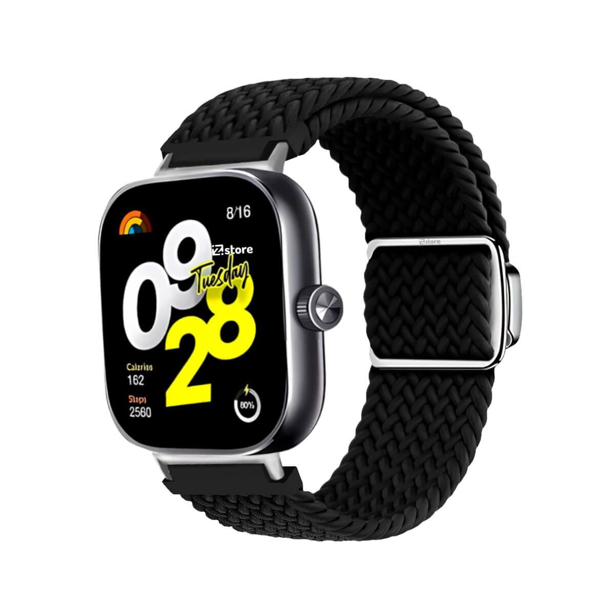 GENERICO - Correa de Nylon para Redmi Watch 4 Broche Magnético Negro Silver