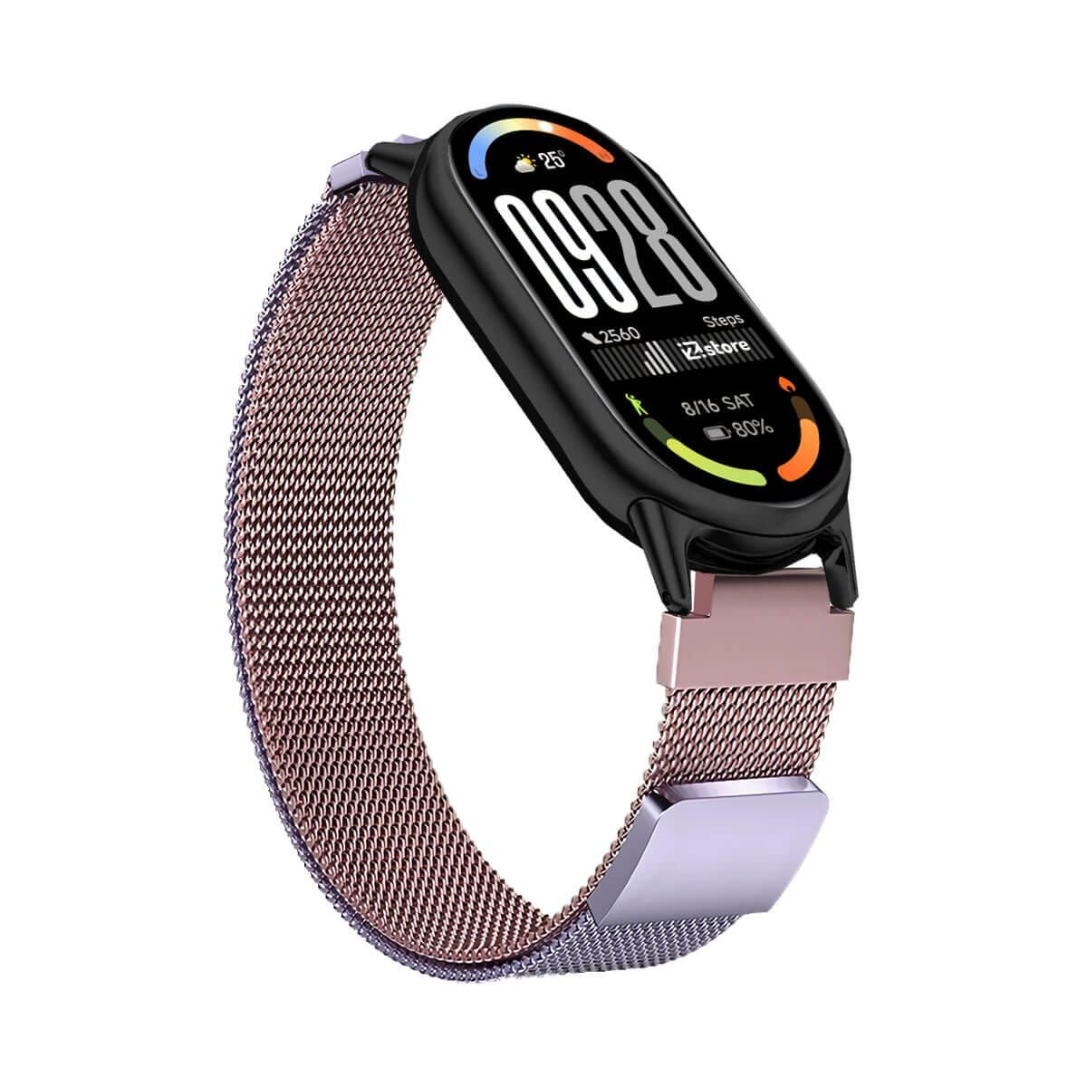 GENERICO - Correa de Metal Para Xiaomi Smartband 10 Broche Magnético Lilac-Pink
