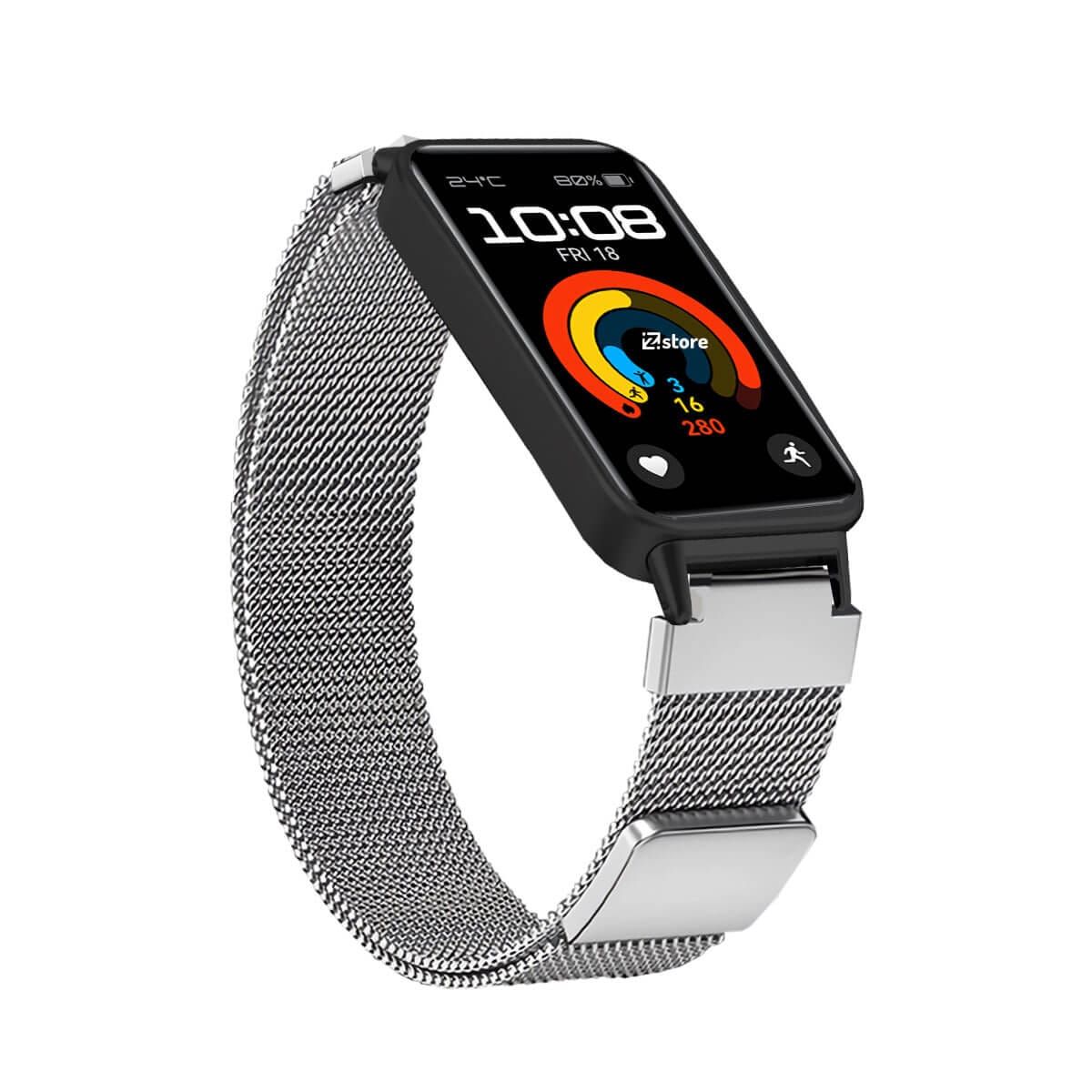 GENERICO - Correa de Metal Para Huawei Band 9 Broche Magnético Silver