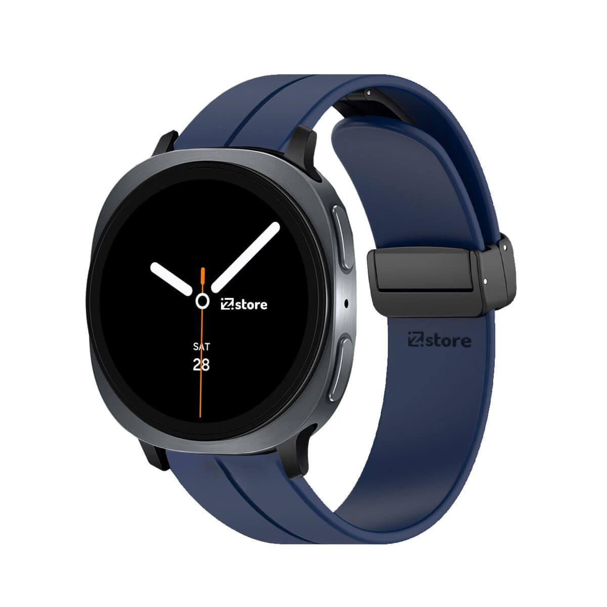 GENERICO - Correa de Silicona Para Samsung Galaxy Watch 8 - 8 Classic Broche Magnetico Azul Oscuro Black