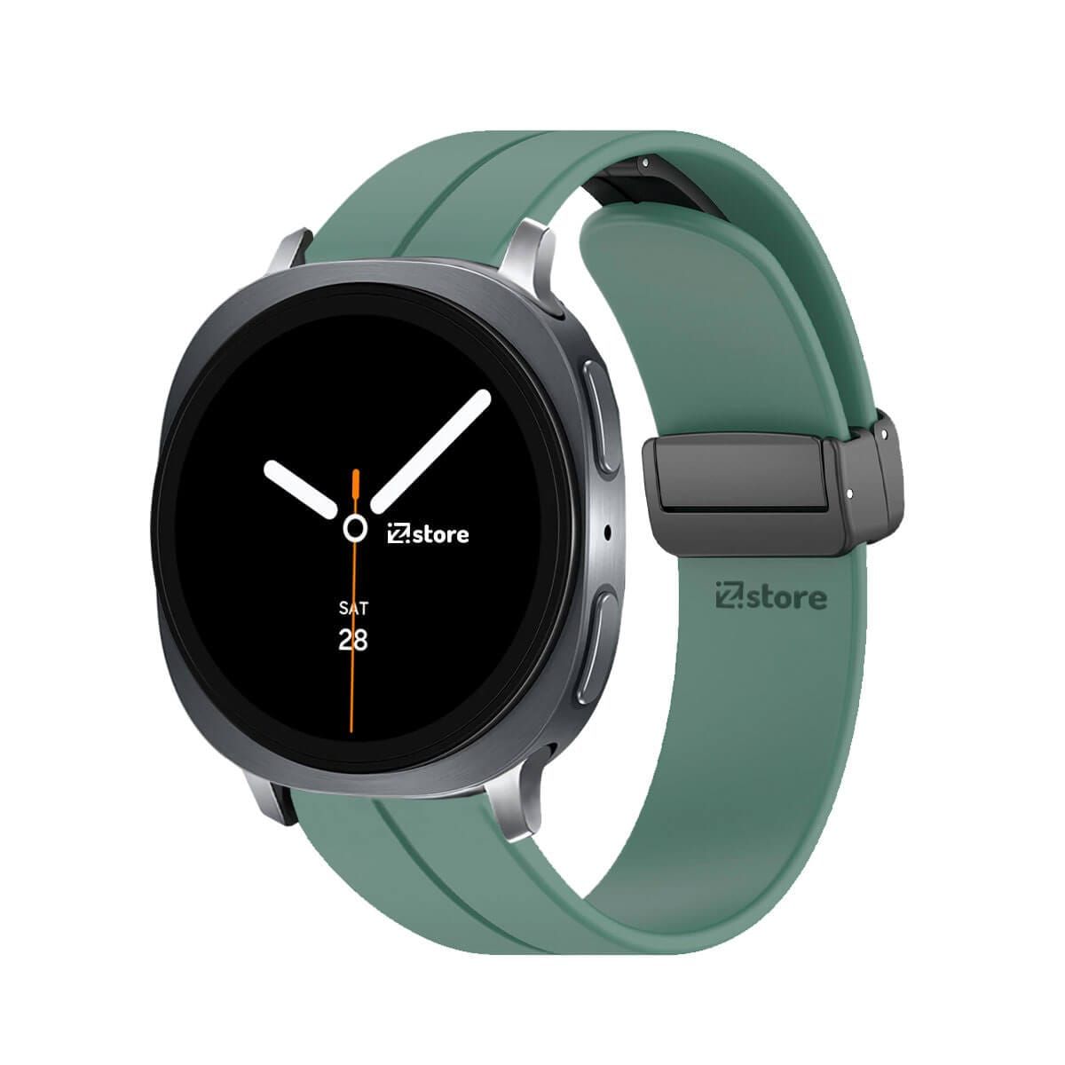 GENERICO - Correa de Silicona Para Samsung Galaxy Watch 8 - 8 Classic Broche Magnetico Verde Pino Silver