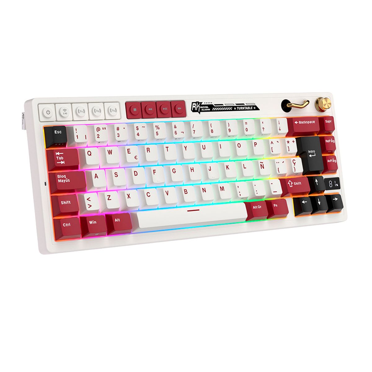 ROYAL KLUDGE - Teclado Royal Kludge RK M65 Inalambrico FAMICOM - CREAMY SWITCH