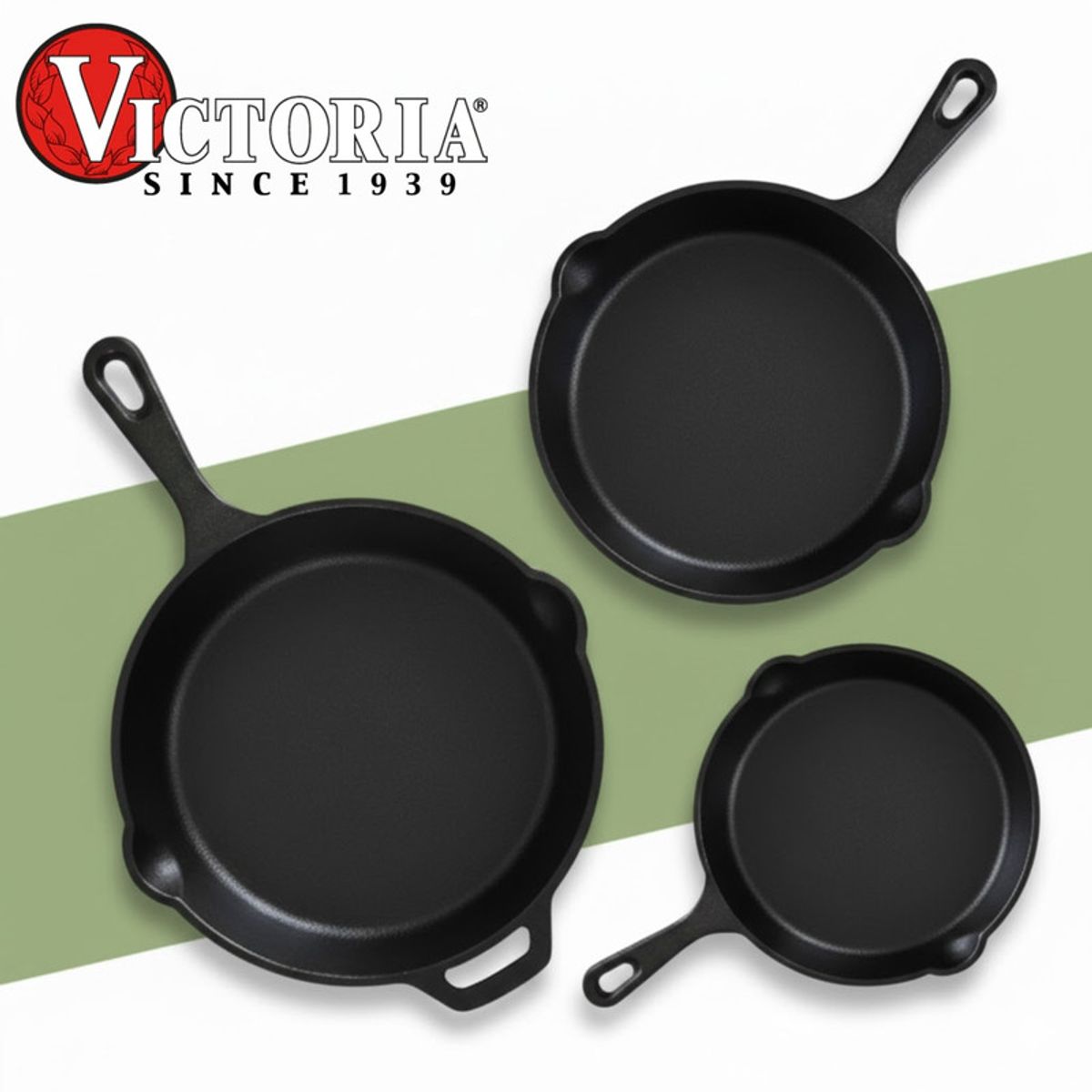 VICTORIA - Set De Sartenes Victoria 3 Piezas Hierro Fundido