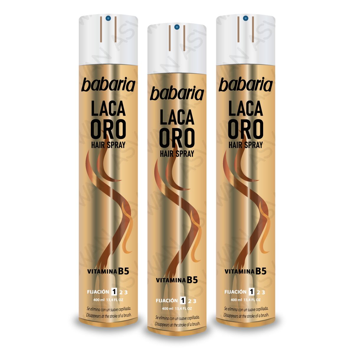 GENERICO - Pack x3 Laca Oro Hair Spray Vitamina B5 400 ml - babaria