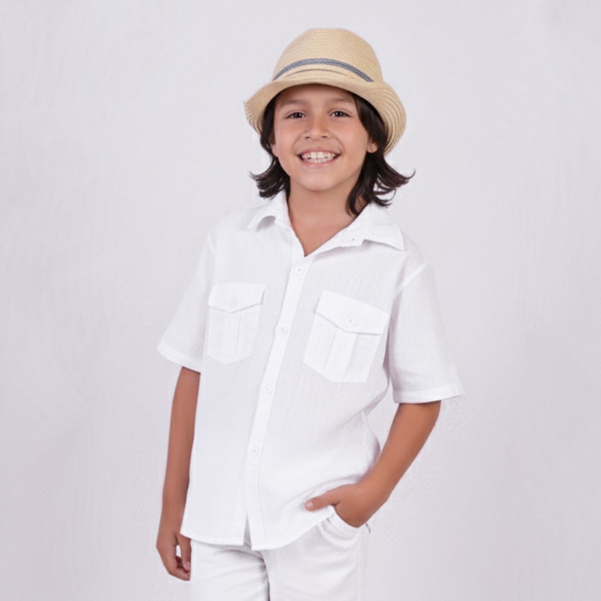 FORBER - Camisa Blanca Manga Corta Niño