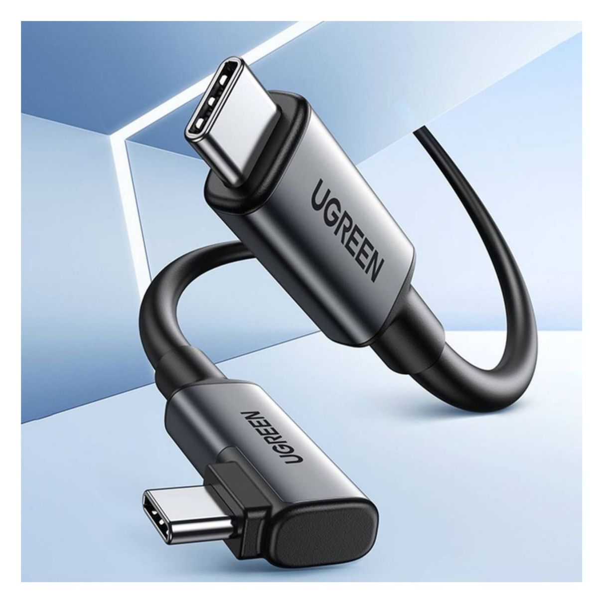 UGREEN - Cable de enlace USB-C a USB-C en ángulo recto UGREEN de 5 m (negro)