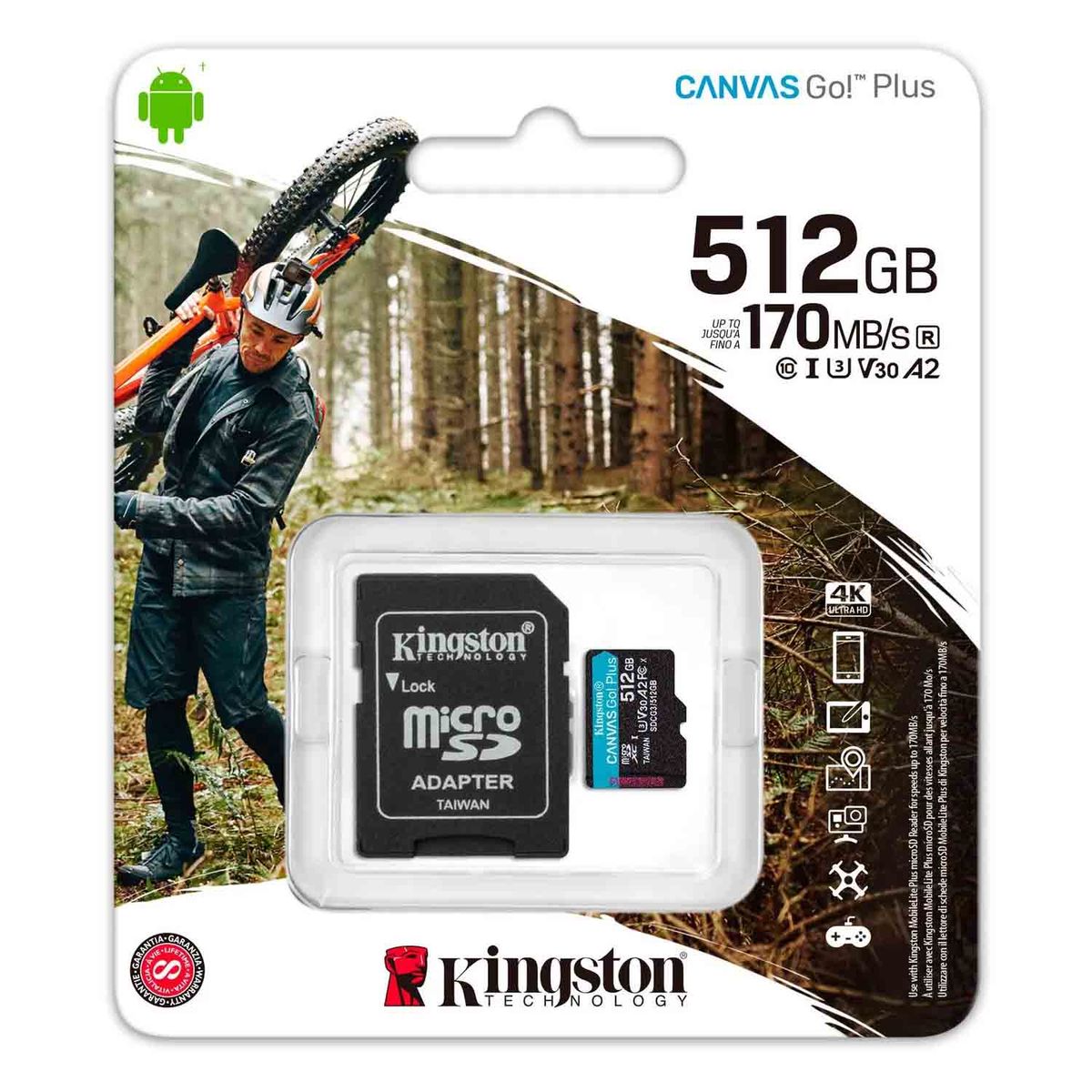KINGSTON - Memoria Micro SD KINGSTON De 512GB GO PLUS 170MBS