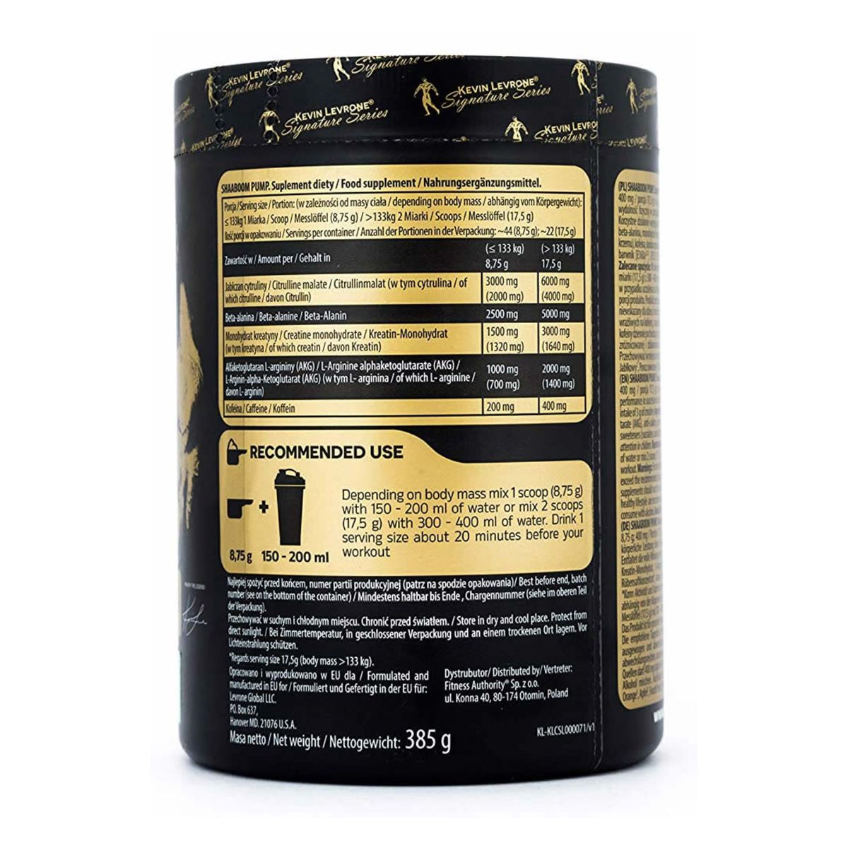 UNIVERSE NUTRITION - Preentreno Shaboom pump Kevin Levrone + Creatina Applied Nutrition de 500gr