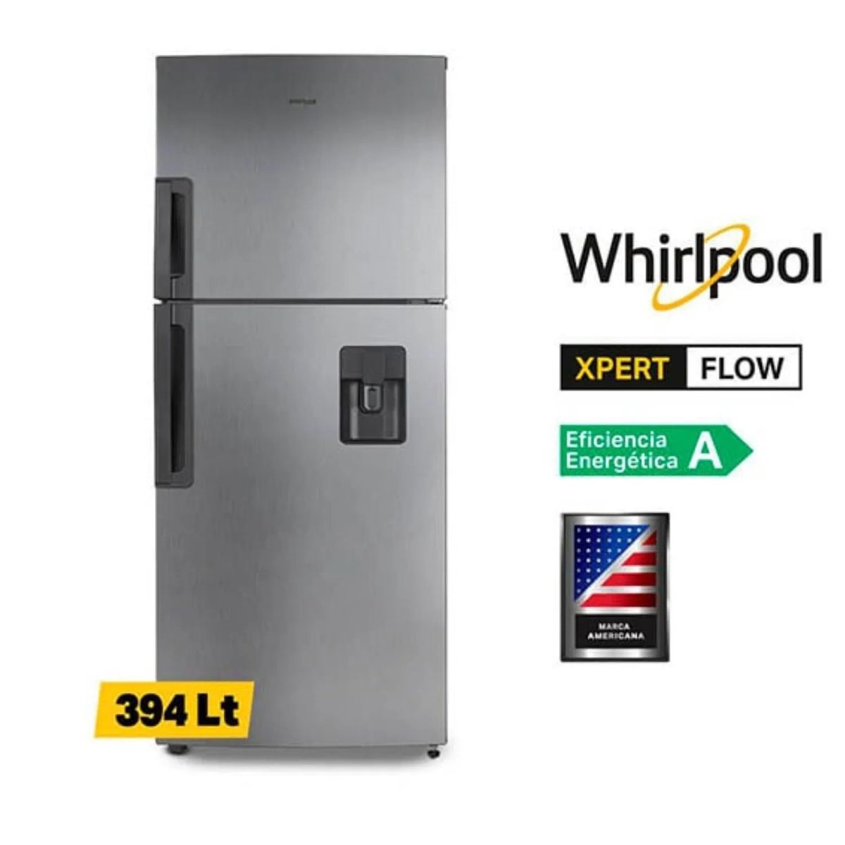WHIRLPOOL - REFRIGERADORA WHIRLPOOL WRJ43AKGWW 394L TOP FREEZER NO FROST GRIS