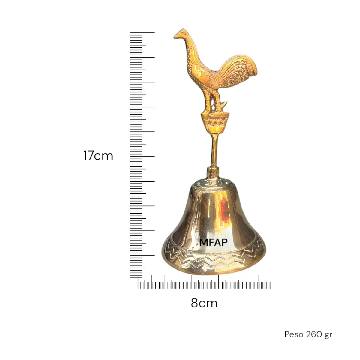 MFAP BRONCERIA Y ANTIGUEDADES - campana bronce 17cm gallo mediano