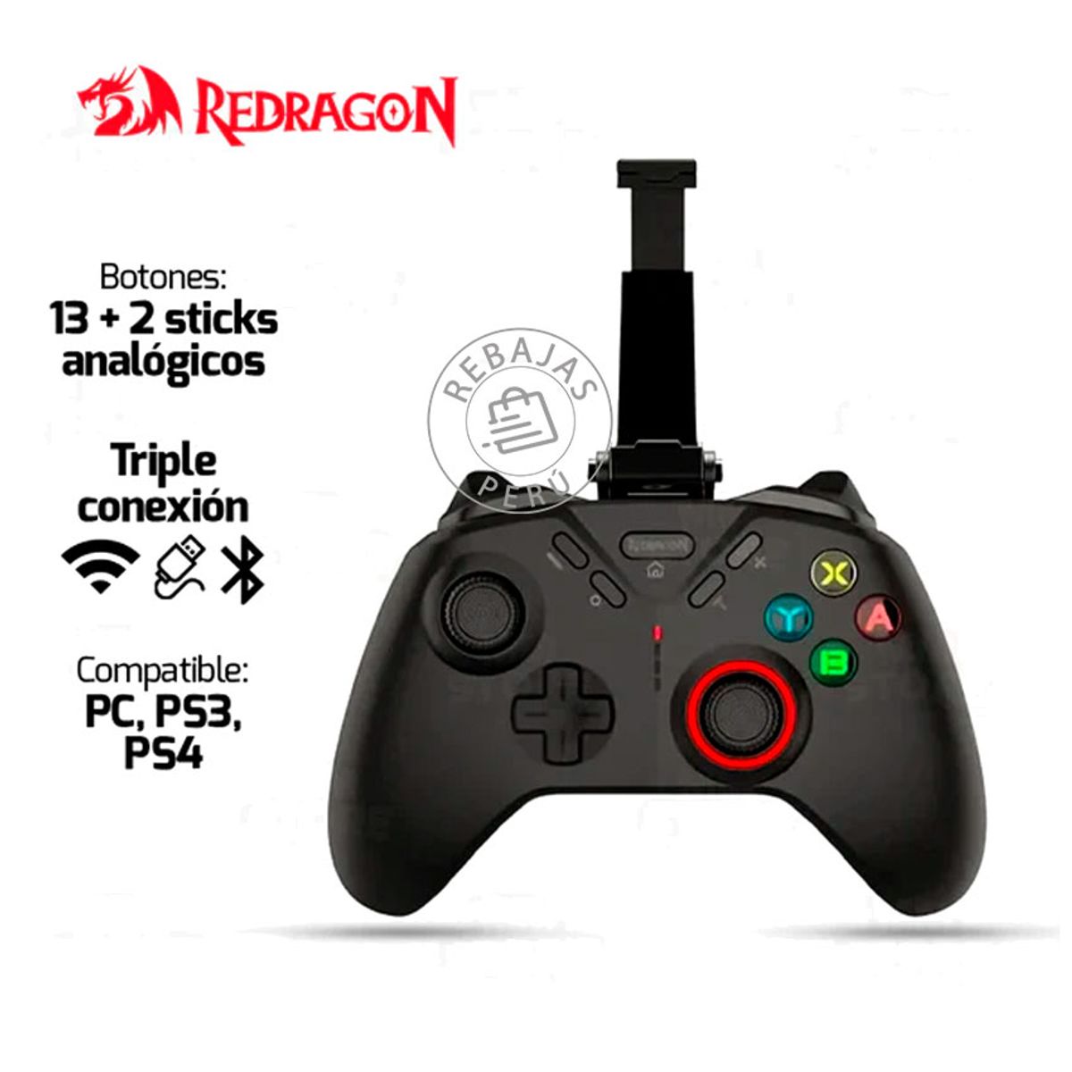REDRAGON - Gamepad Redragon FORGE G711 Inalámbrico y Cableado RGB Multiplataforma