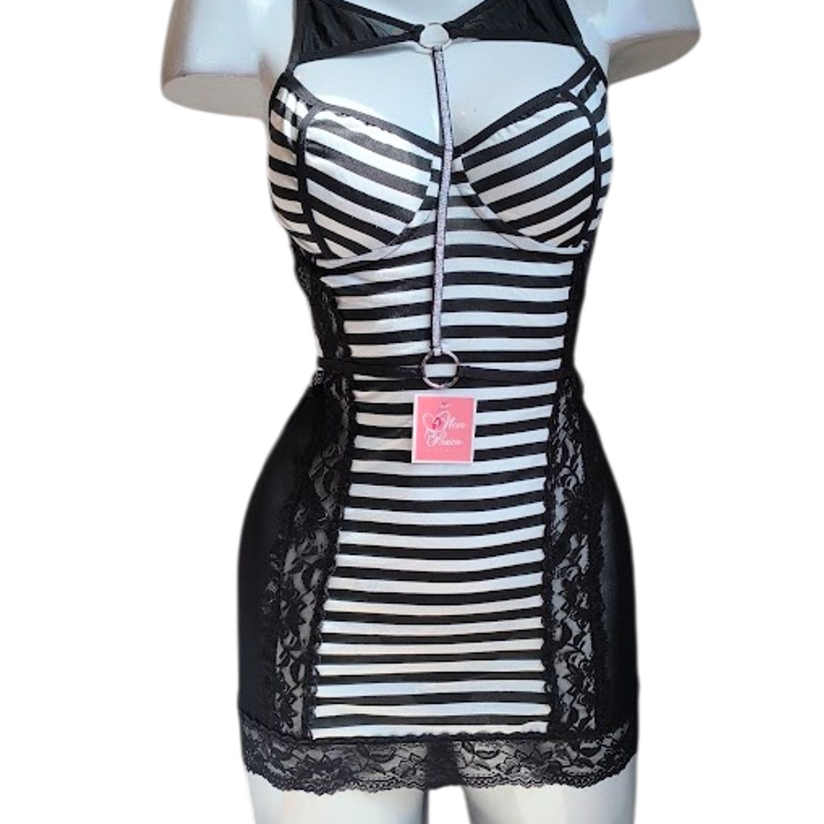 GENERICO - DISFRAZ DE PRISIONERA REO LENCERIA SEXY RAYAS