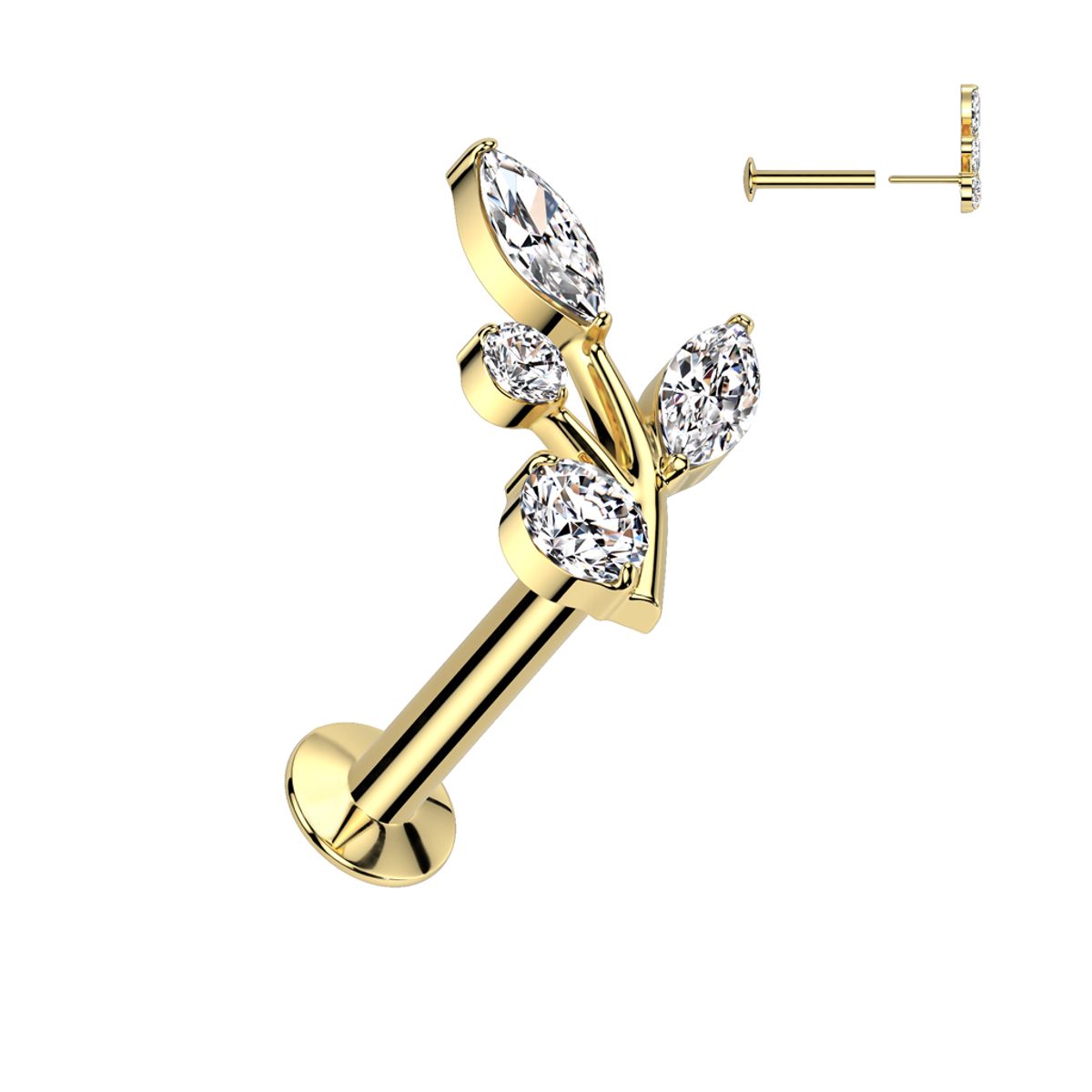 ADR JOYERIA CORPORAL - Piercing Oreja Hojitas Labret ADR Joyería Corporal