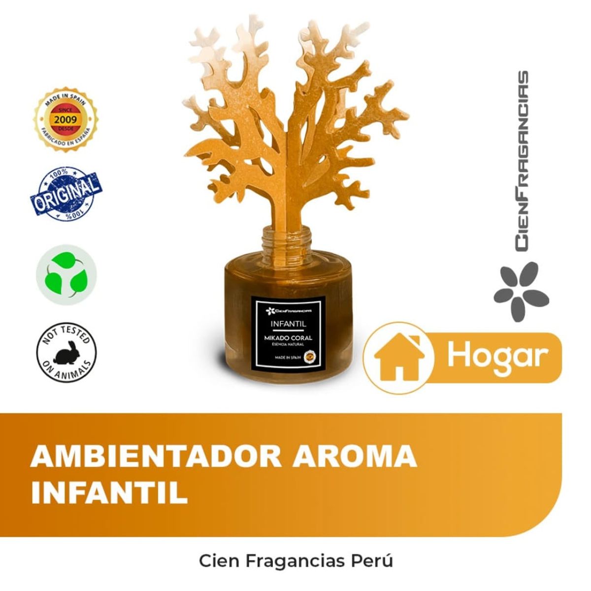 CIEN FRAGANCIAS - AMBIENTADOR MIKADO INFANTIL 100ML VEGANO CIENFRAGANCIAS RELAJACIÓN Y ENERGÍA POSITIVA