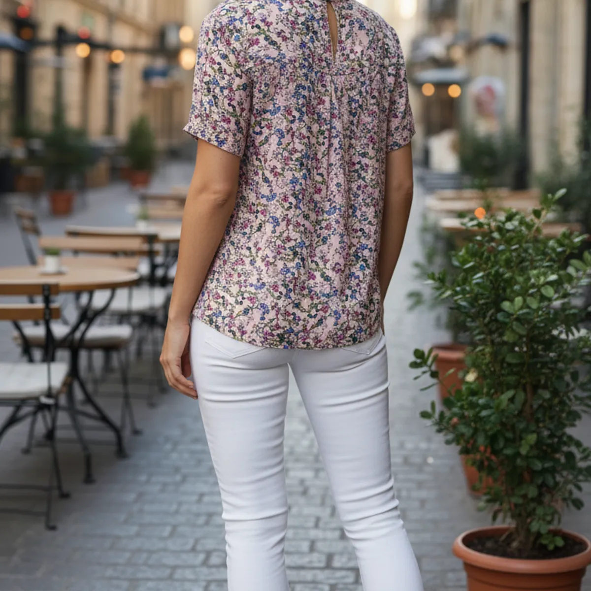 GENERICO - Blusa de Algodón con Estampado Floral