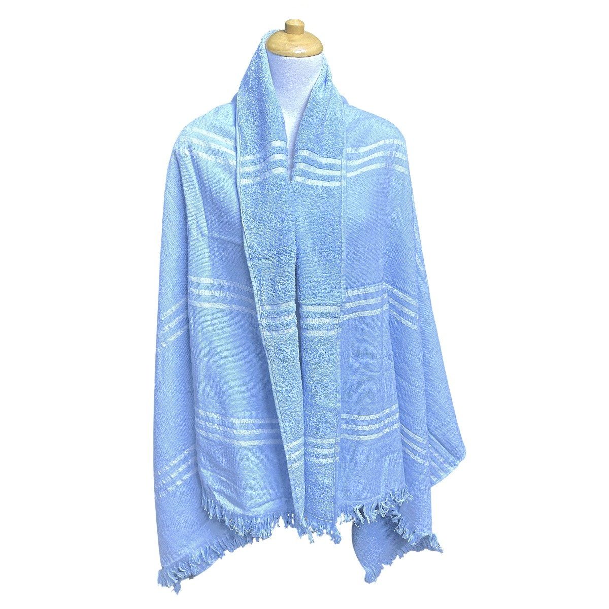 MAGE DISTRIBUTION - Toalla de Playa Turca Celeste Bebé con Líneas Blancas 90cm x 180cm