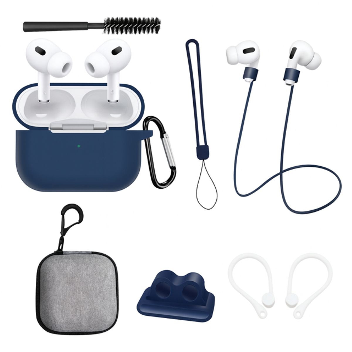 GENERICO - Kit Protector Para AirPods Pro 2 Excelente Calidad X 8 Piezas - AZUL