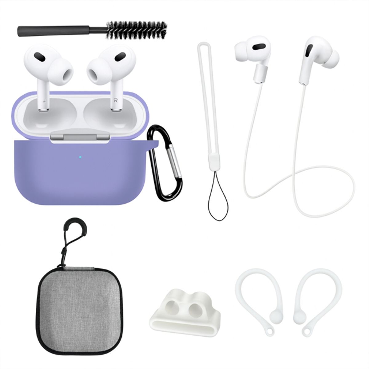 GENERICO - Kit Protector Para AirPods Pro 2 Excelente Calidad X 8 Piezas - Purple