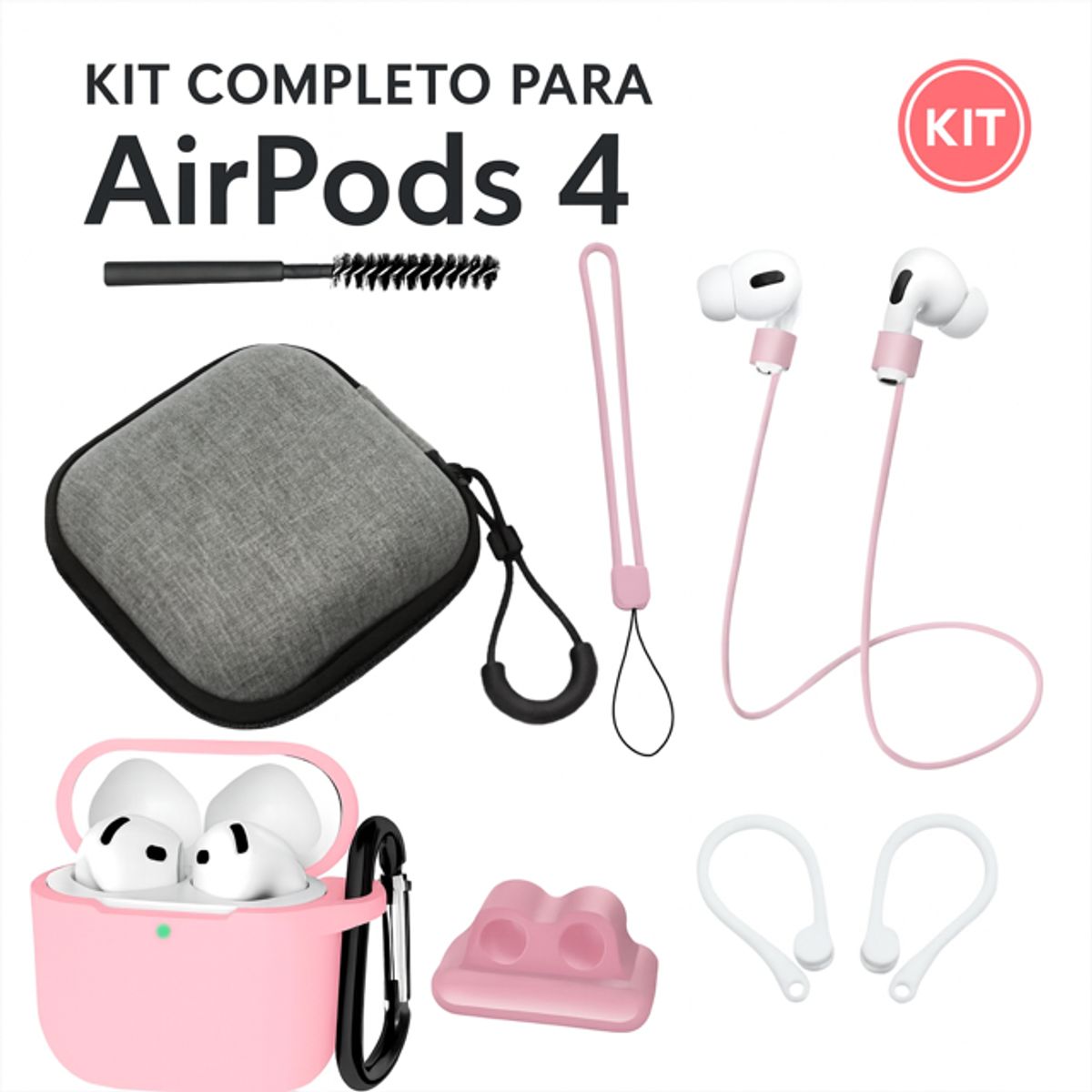 GENERICO - Kit Protector Para AirPods 4 (2024) 4.ª Generación Excelente Calidad X 8 Piezas - ROSA
