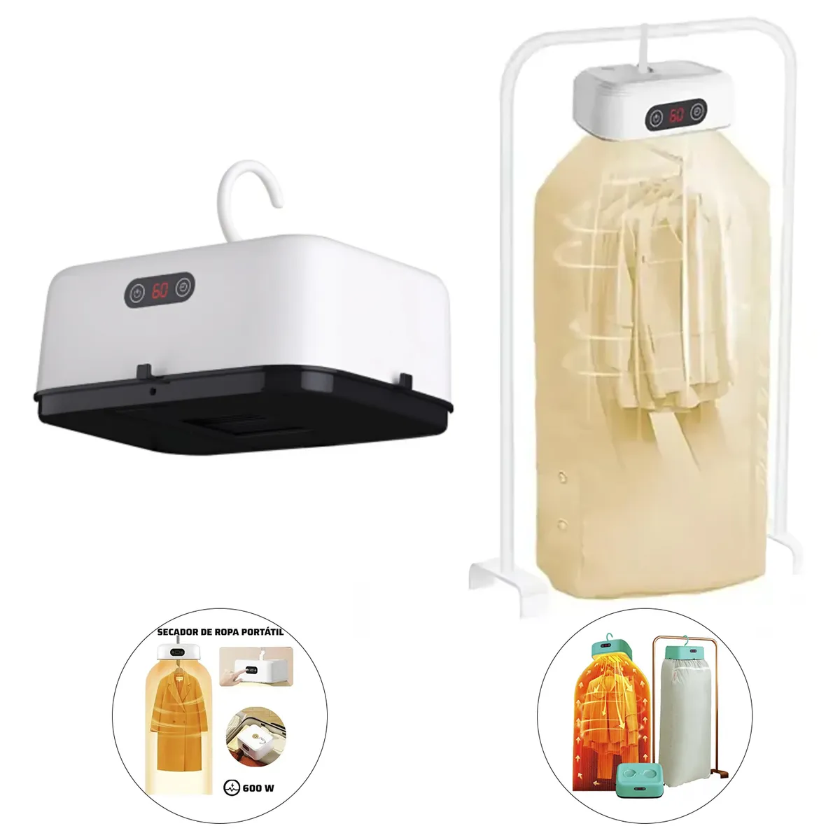 GENERICO - Secador de Ropa Plegable y Portátil de 600W  — Dile Adios al tendedero y mal clima - Blanco