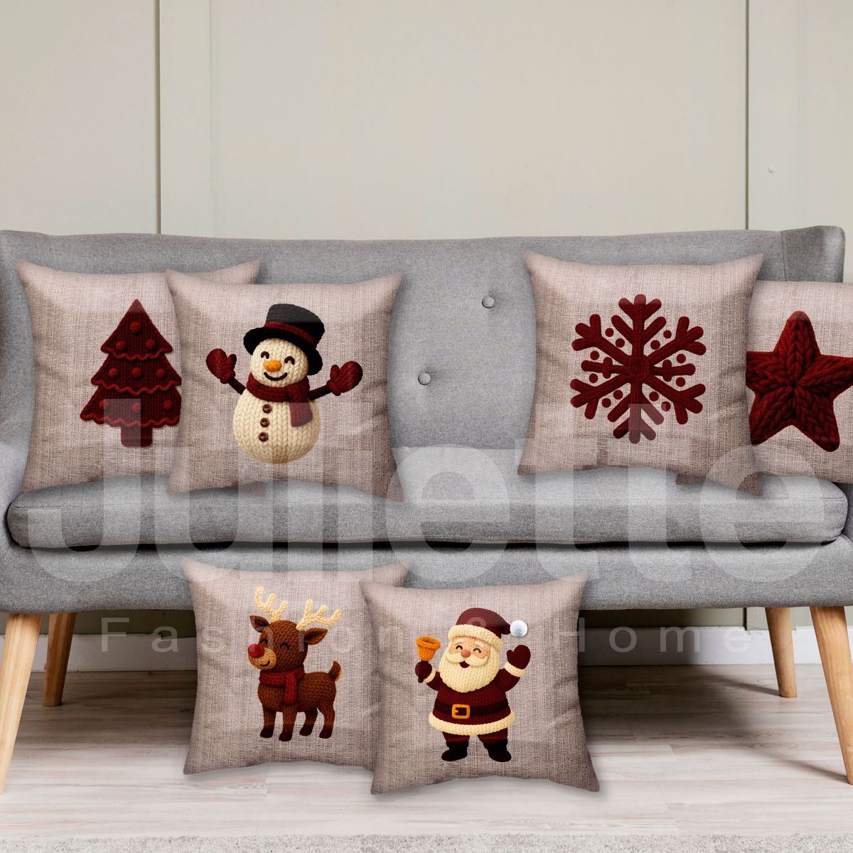 GENERICO - FUNDAS NAVIDEÑAS MINIMALISTAS PARA COJIN 6 UNIDADES