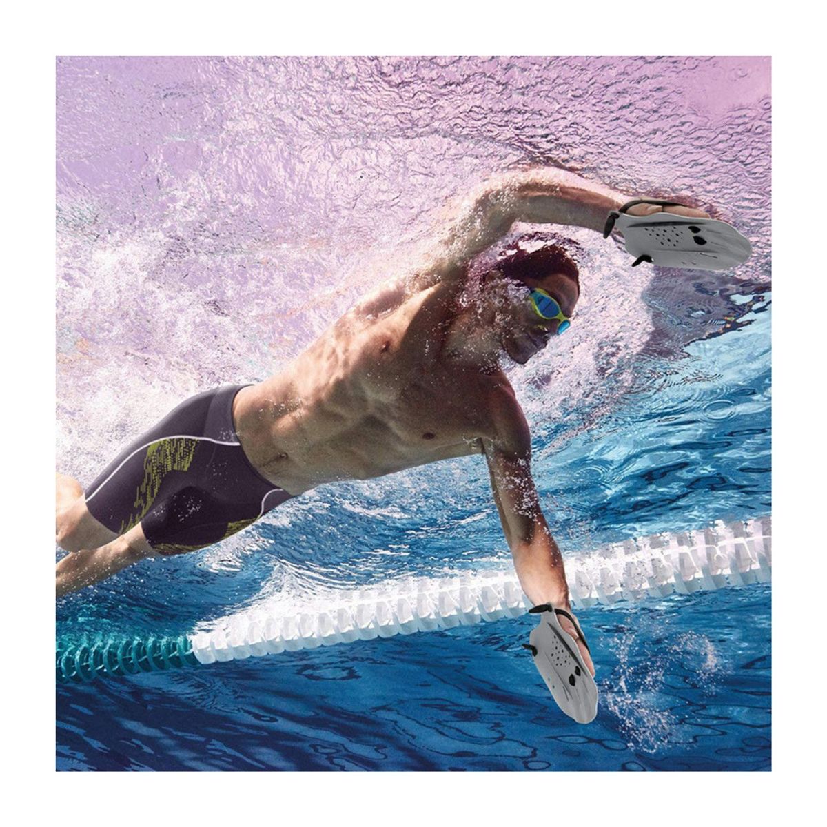 PORTO - Aletas de Natación para Mano Paletas entrenamiento de natación Ajustable - Talla S