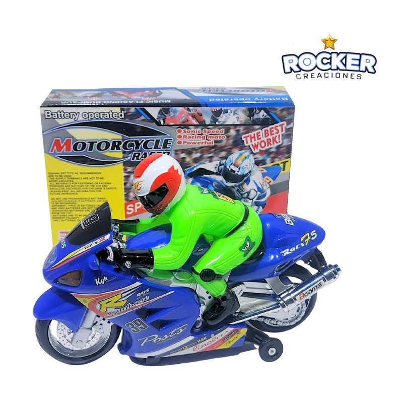 GENERICO - MOTO MUSICAL CON PILOTO AZUL