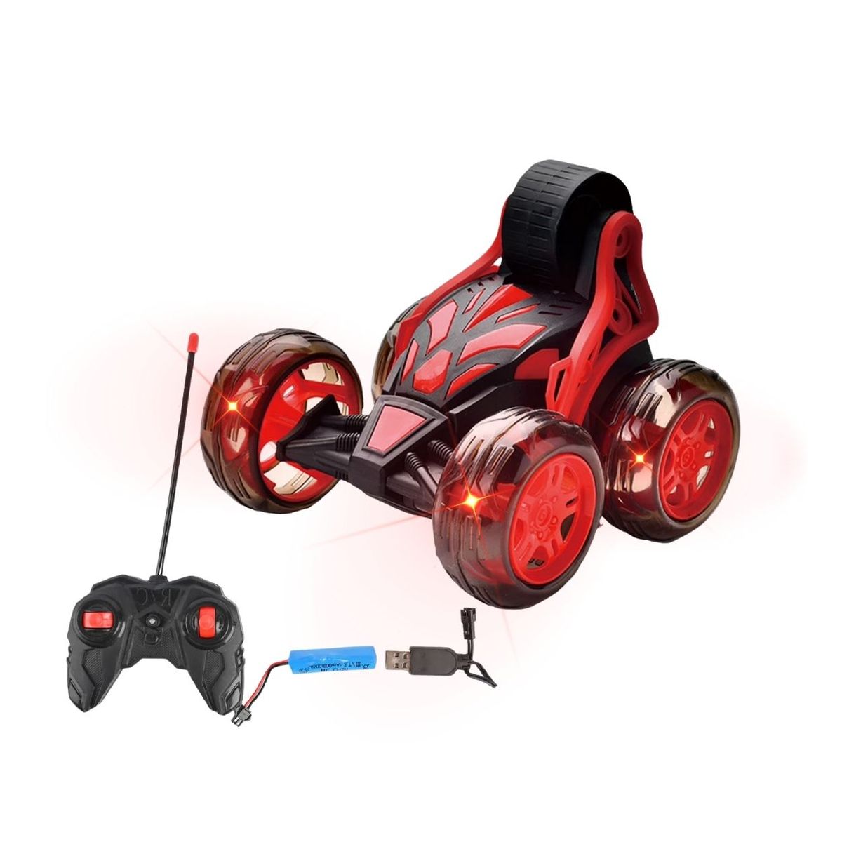 GENERICO - Juego Interactivo Carro Loco 360° Rolling a Control Remoto con Luces - Rojo