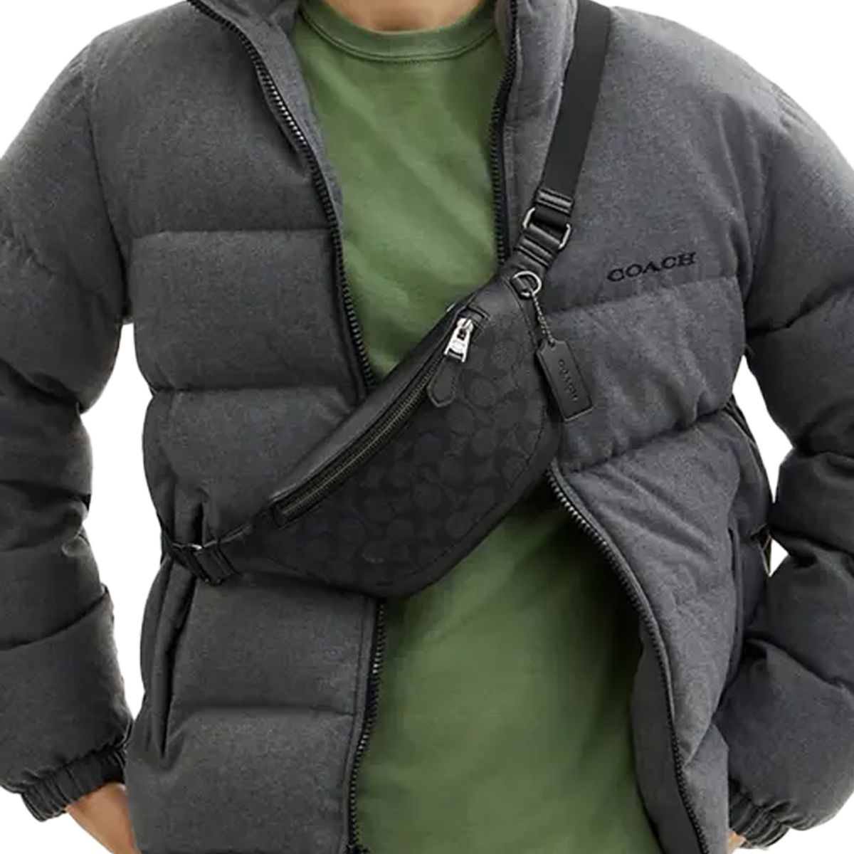 COACH - COACH Outlet Riñonera para hombre de PVC con detalles de cuero