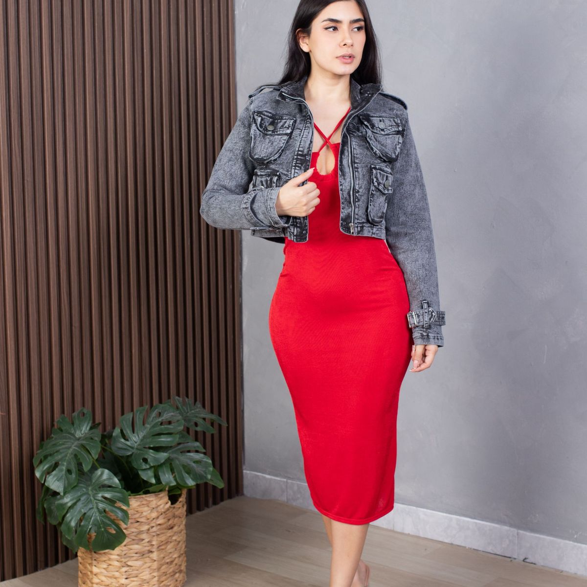 BENCUS JEANS - Casaca Cargo Jean Mujer Manga Larga