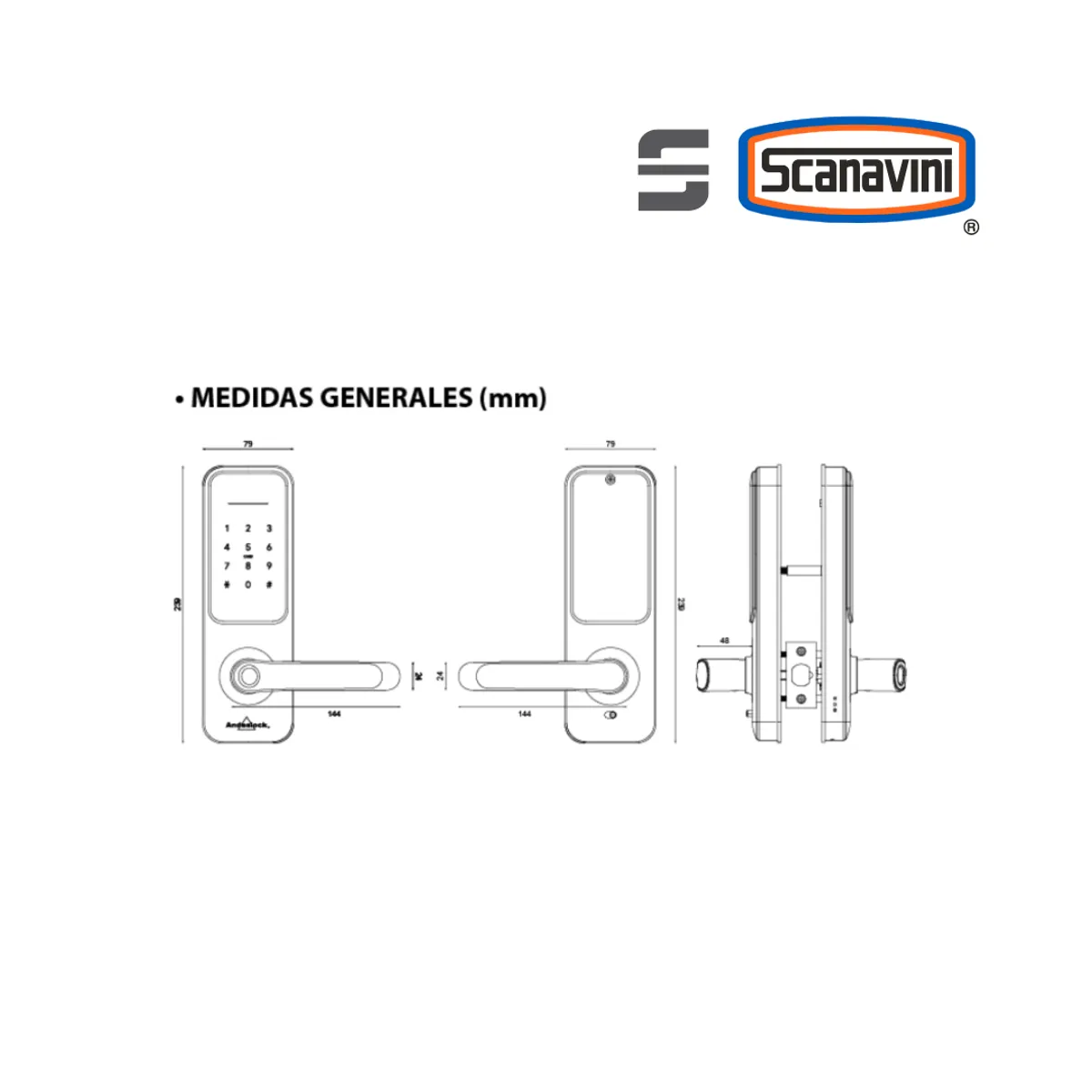 ANDESLOCK - Cerradura Digital AA130H-K Acceso Principal